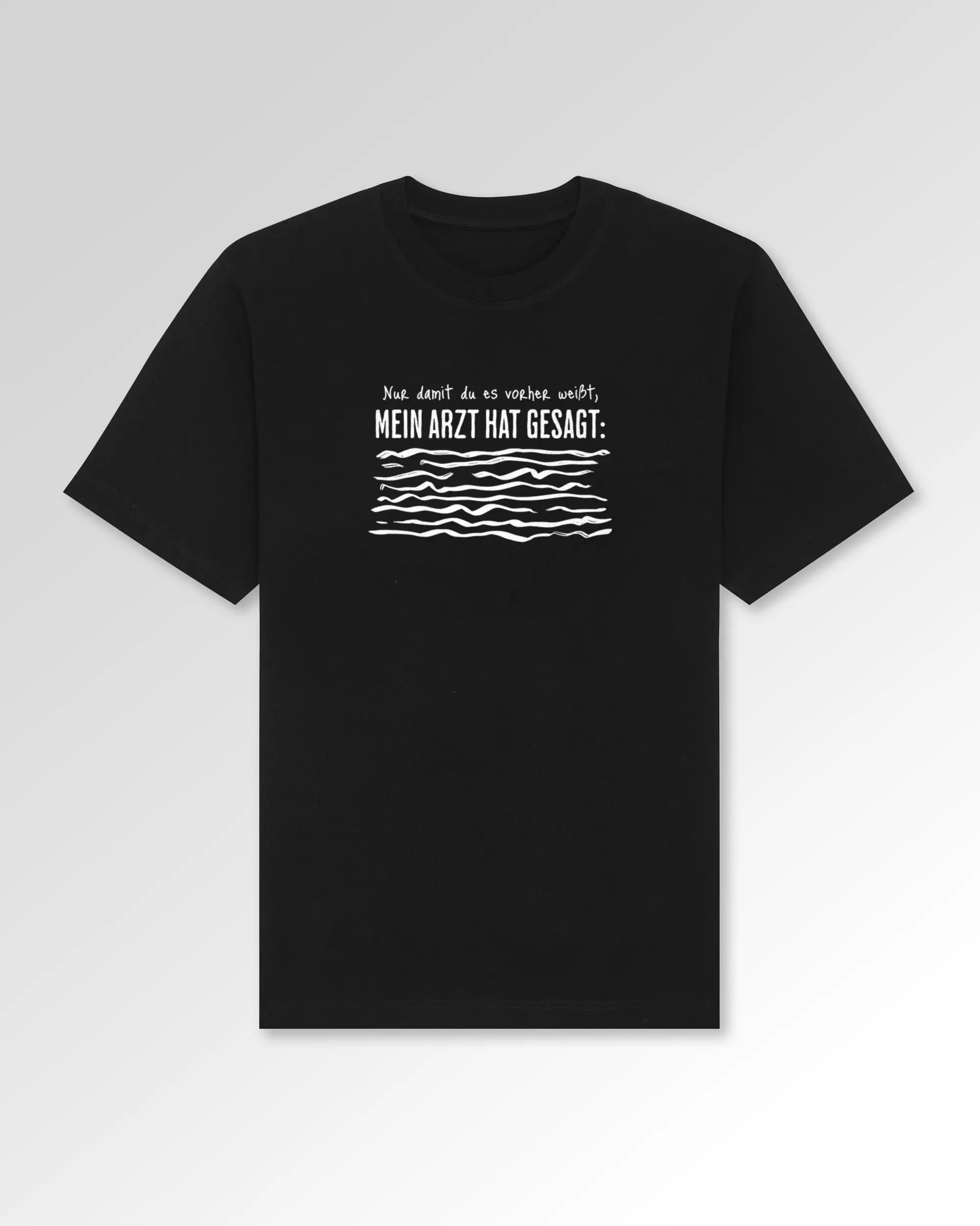 Packshot der Druckseite des Organic Unisex T-Shirts von Maondo im Oversized Fit mit dem Design Anamnese in der Farbe Black