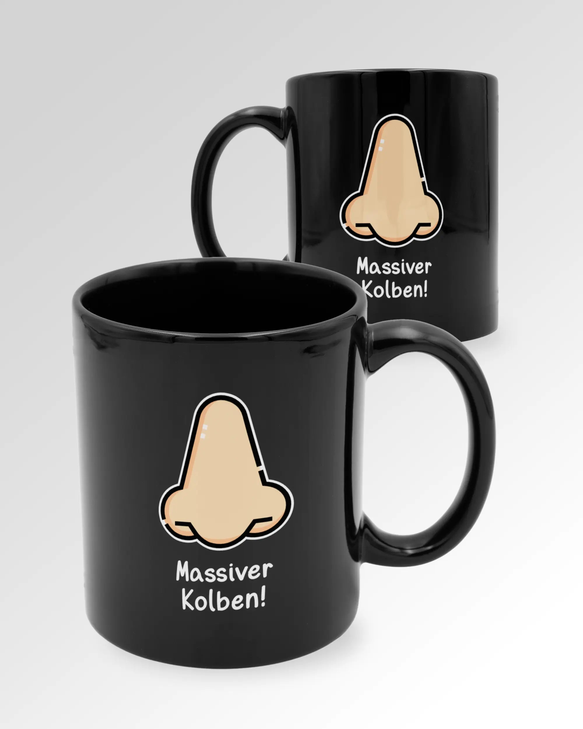 Variantenbild der beidseitig bedruckten Keramik Tasse von Maondo mit dem Design Massiver Kolben in der Farbe Schwarz