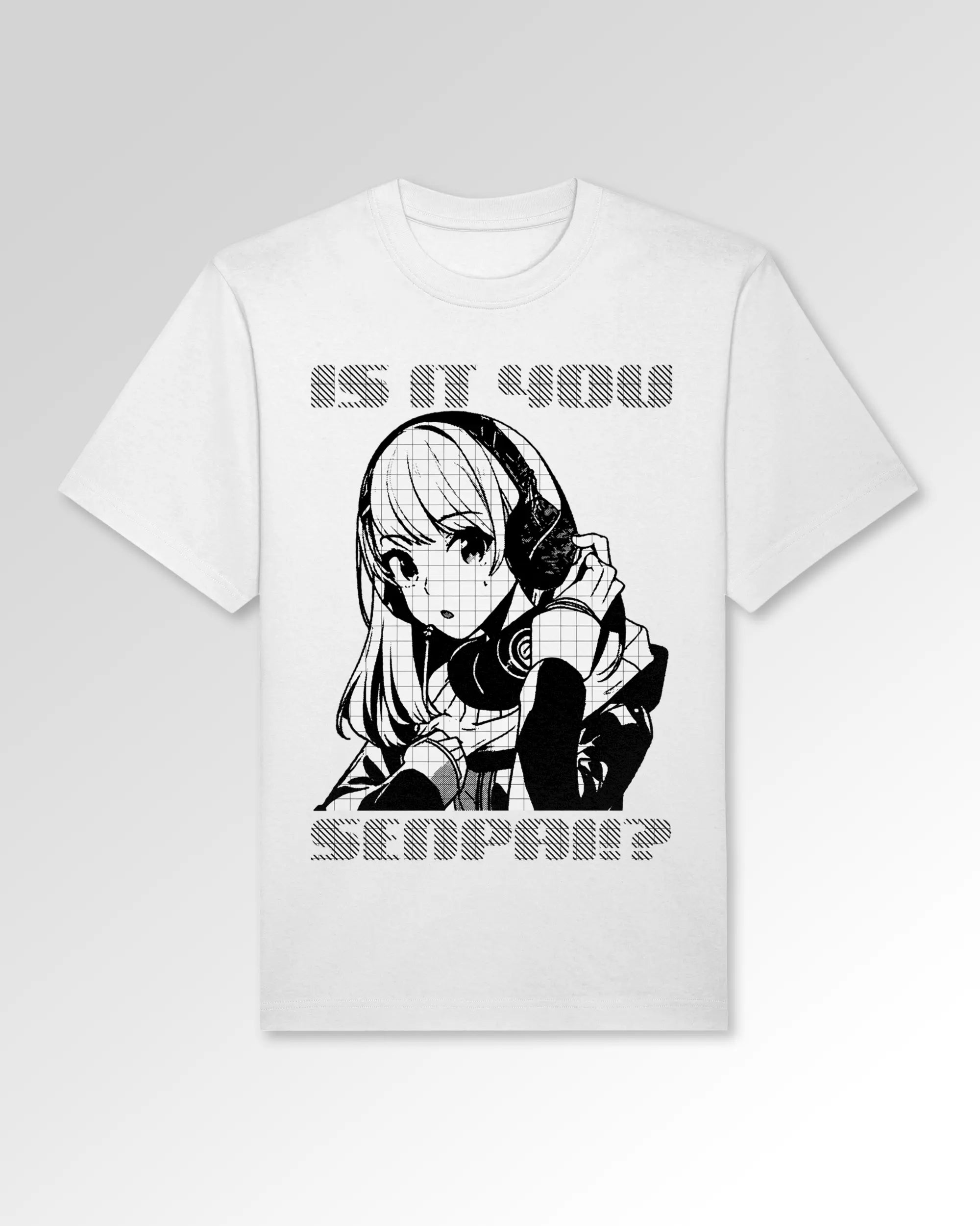 Packshot der Druckseite des Organic Unisex T-Shirts von Maondo im Oversized Fit mit dem Design Senpai it is in der Farbe White