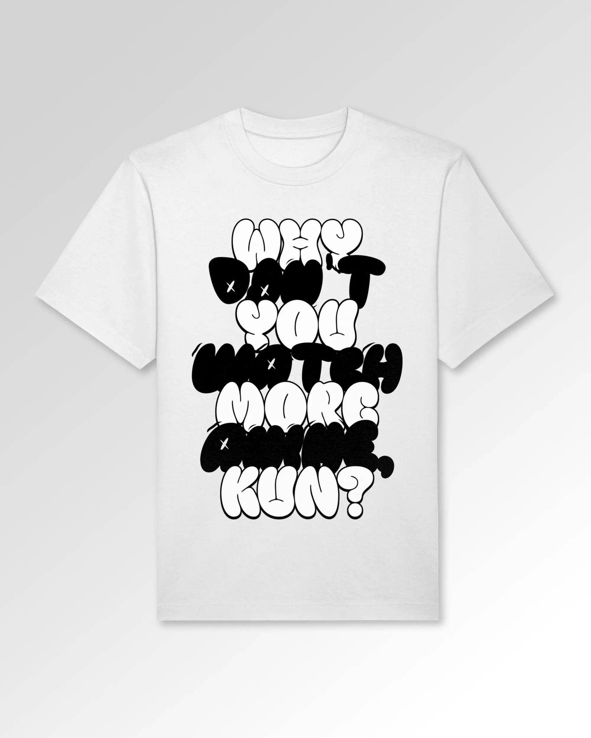 Packshot der Druckseite des Organic Unisex T-Shirts von Maondo im Oversized Fit mit dem Design Anime Kun in der Farbe White