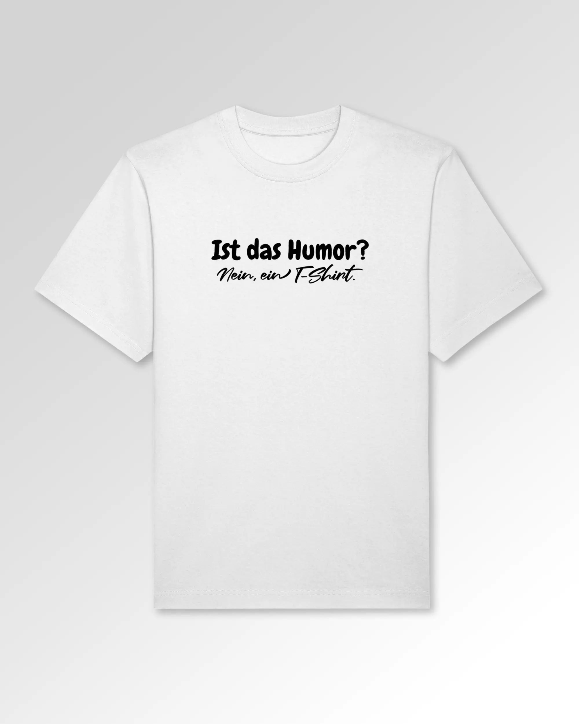 Packshot der Druckseite des Organic Unisex T-Shirts von Maondo im Oversized Fit mit dem Design T-Shirt mit Humor in der Farbe White