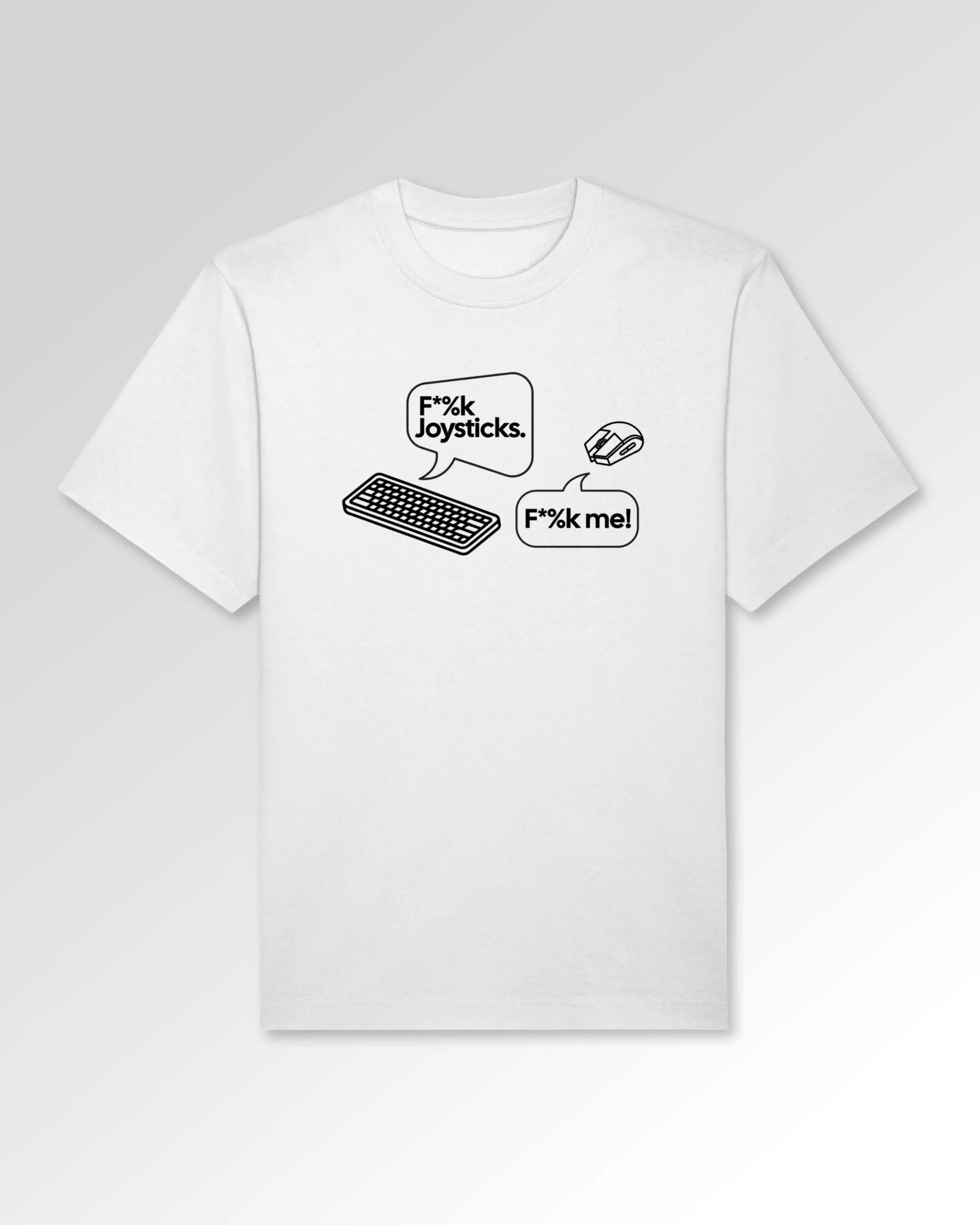 Packshot der Druckseite des Organic Unisex T-Shirts von Maondo im Oversized Fit mit dem Design Keystrokes in der Farbe White