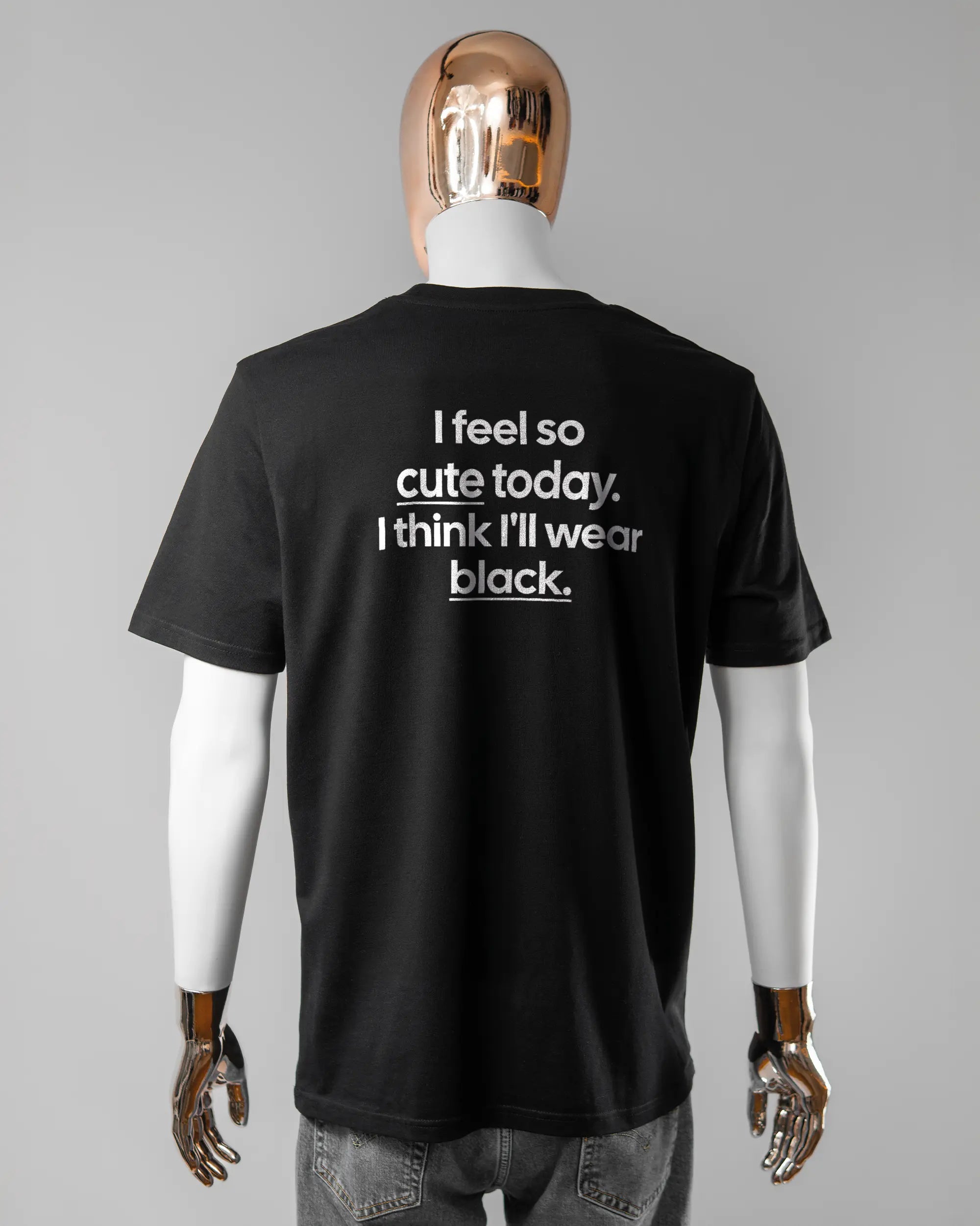 Rückseite des Organic Unisex T-Shirt Casual von Maondo mit dem Design Colorful Day in der Farbe Black und in der Größe L getragen von einer maskulinen Puppe