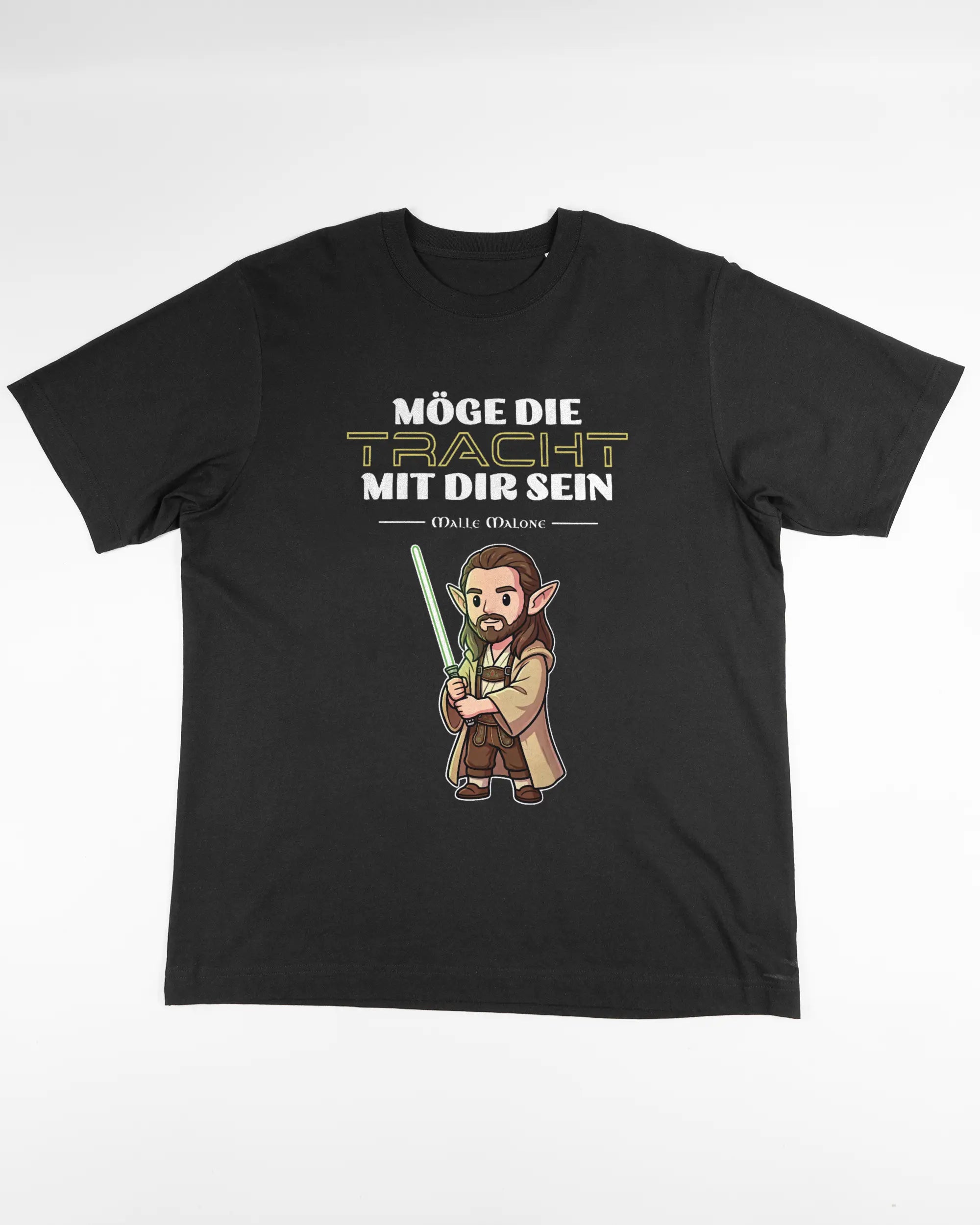 Vorderseite des Organic Unisex T-Shirt Heavy Oversized von Maondo mit dem Design Tracht mit dir in der Farbe Black und in der Größe L flach auf den Boden gelegt