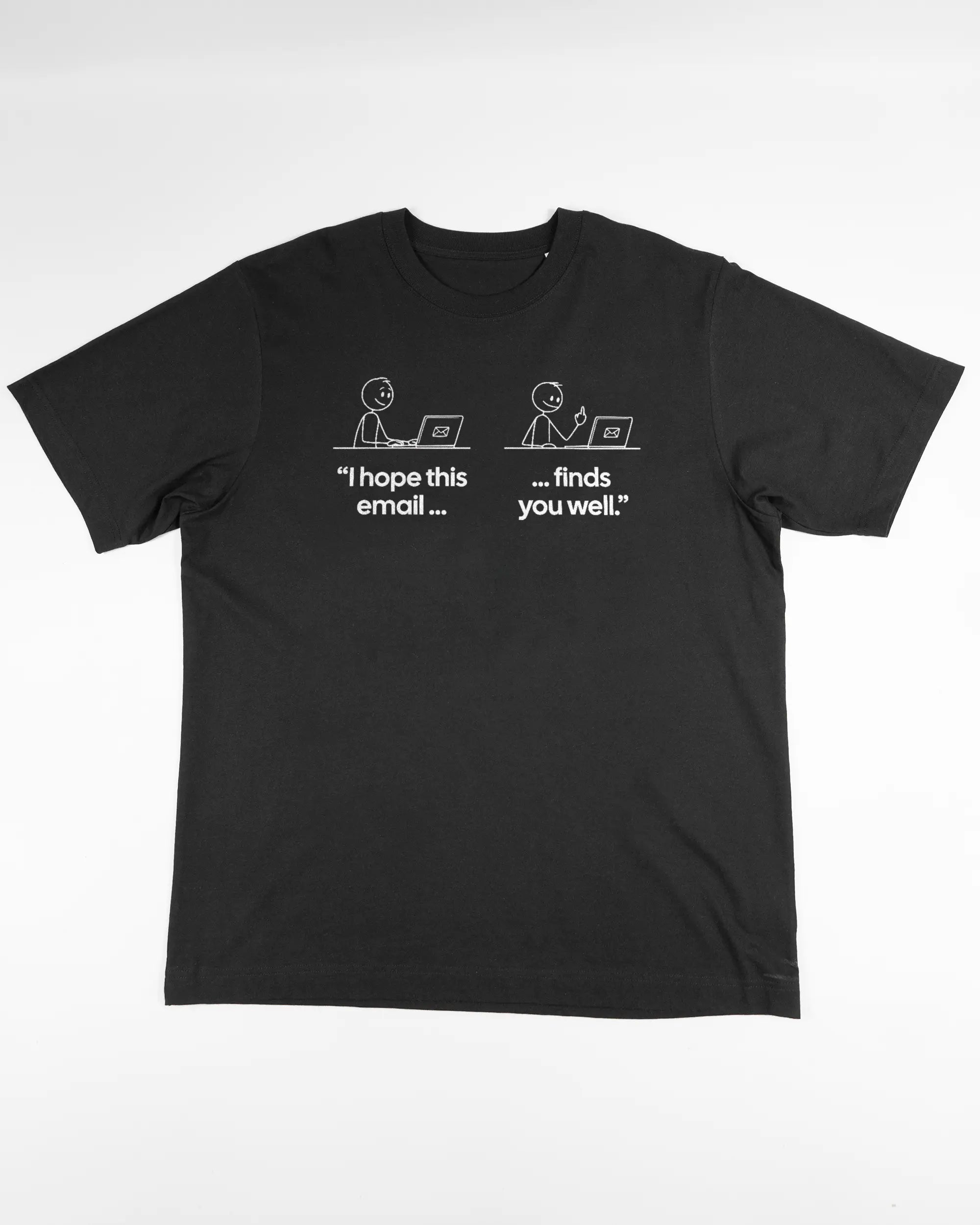 Vorderseite des Organic Unisex T-Shirt Heavy Oversized von Maondo mit dem Design Found me not well in der Farbe Black und in der Größe L flach auf den Boden gelegt