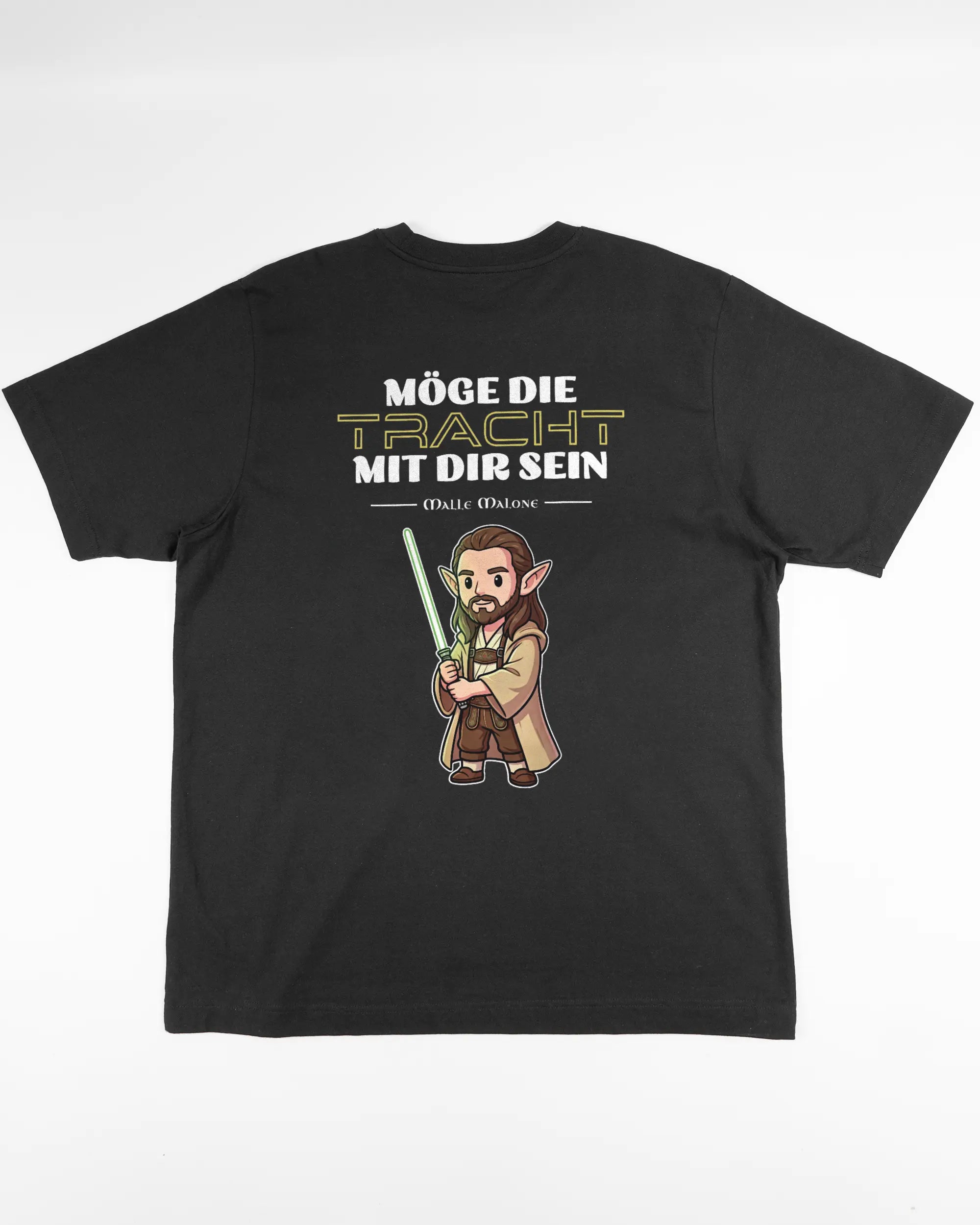 Rückseite des Organic Unisex T-Shirt Heavy Oversized von Maondo mit dem Design Tracht mit dir in der Farbe Black und in der Größe L flach auf den Boden gelegt