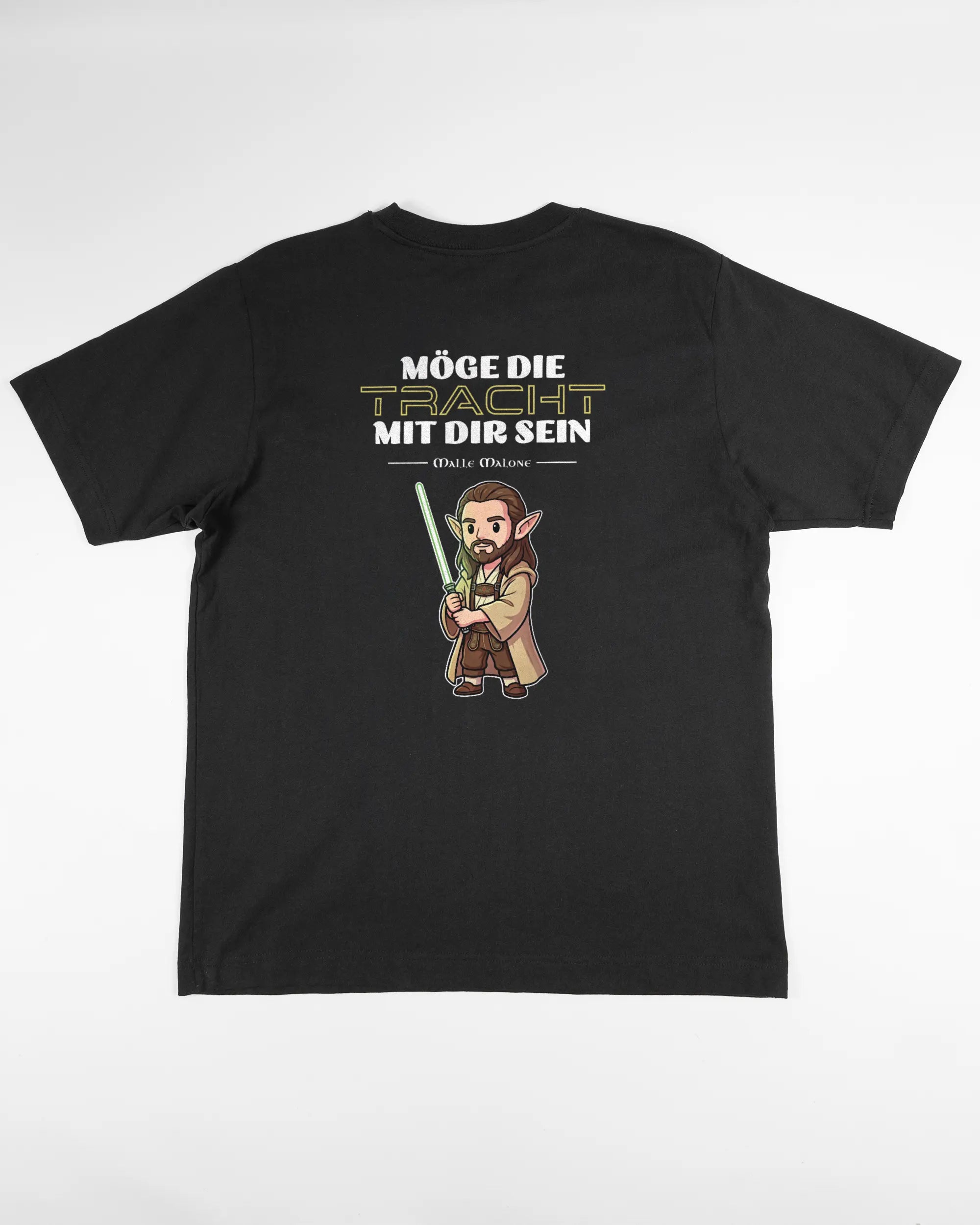 Rückseite des Organic Unisex T-Shirt Heavy Oversized von Maondo mit dem Design Tracht mit dir in der Farbe Black und in der Größe S flach auf den Boden gelegt