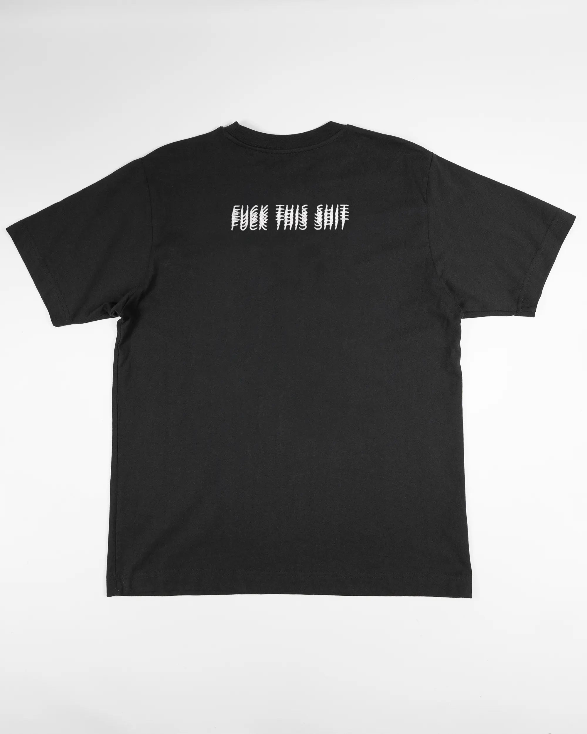 Rückseite des Organic Unisex T-Shirt Heavy Oversized von Maondo mit dem Design Hidden Message in der Farbe Black und in der Größe S flach auf den Boden gelegt