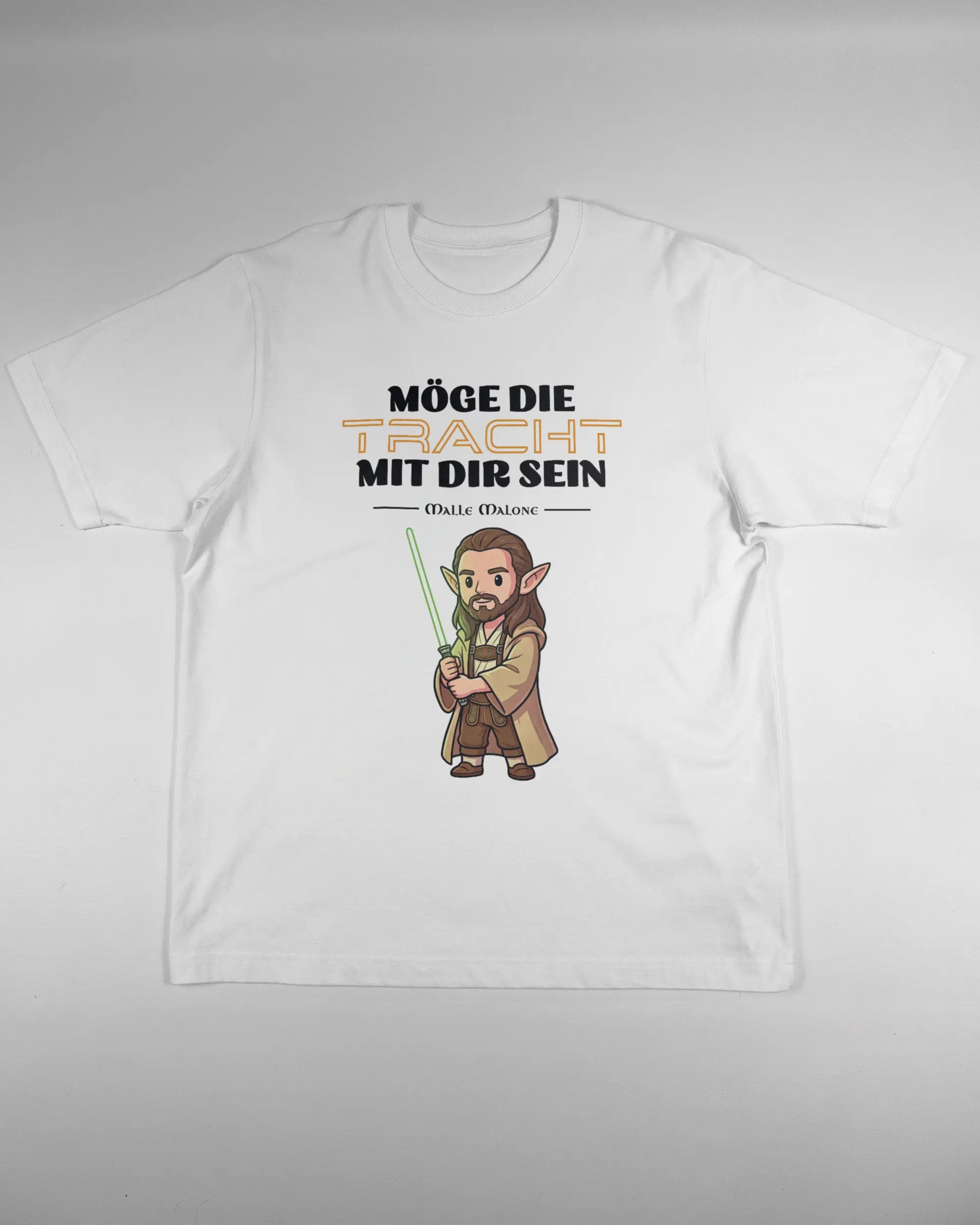 Vorderseite des Organic Unisex T-Shirt Heavy Oversized von Maondo mit dem Design Tracht mit dir in der Farbe White und in der Größe L flach auf den Boden gelegt