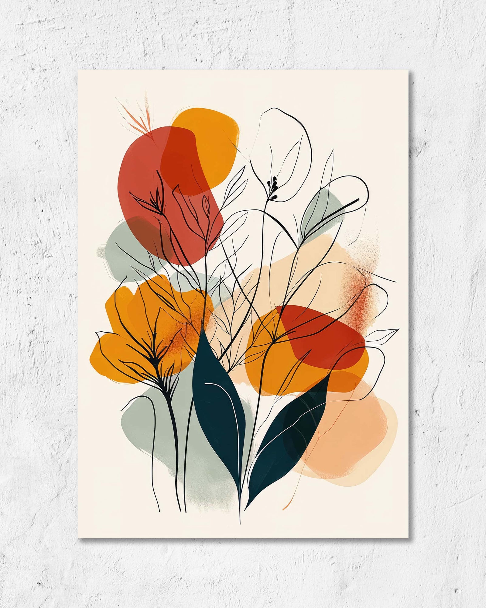 Line Art Flower Cherry | Digital Poster