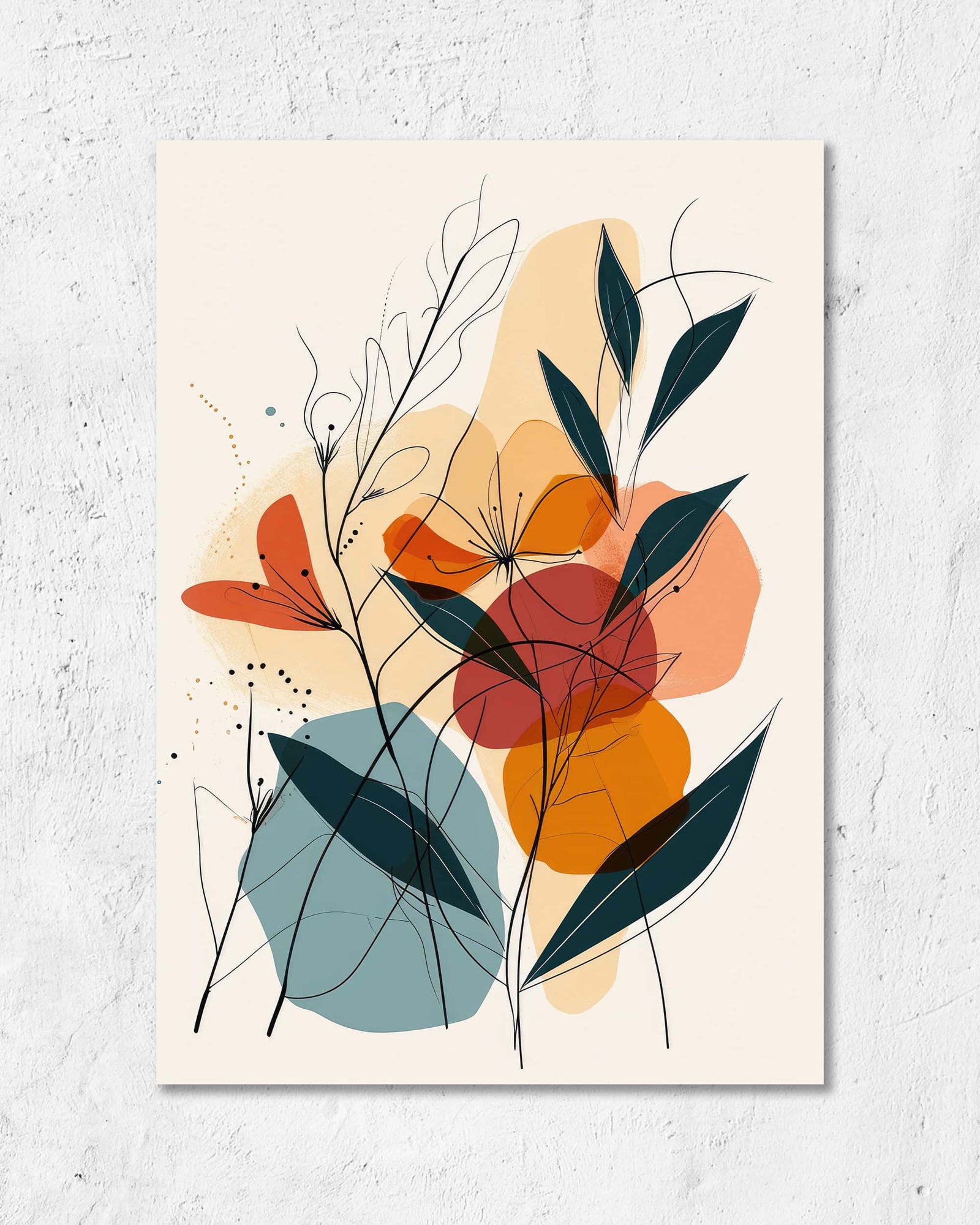 Line Art Flower Dachs | Digital Poster