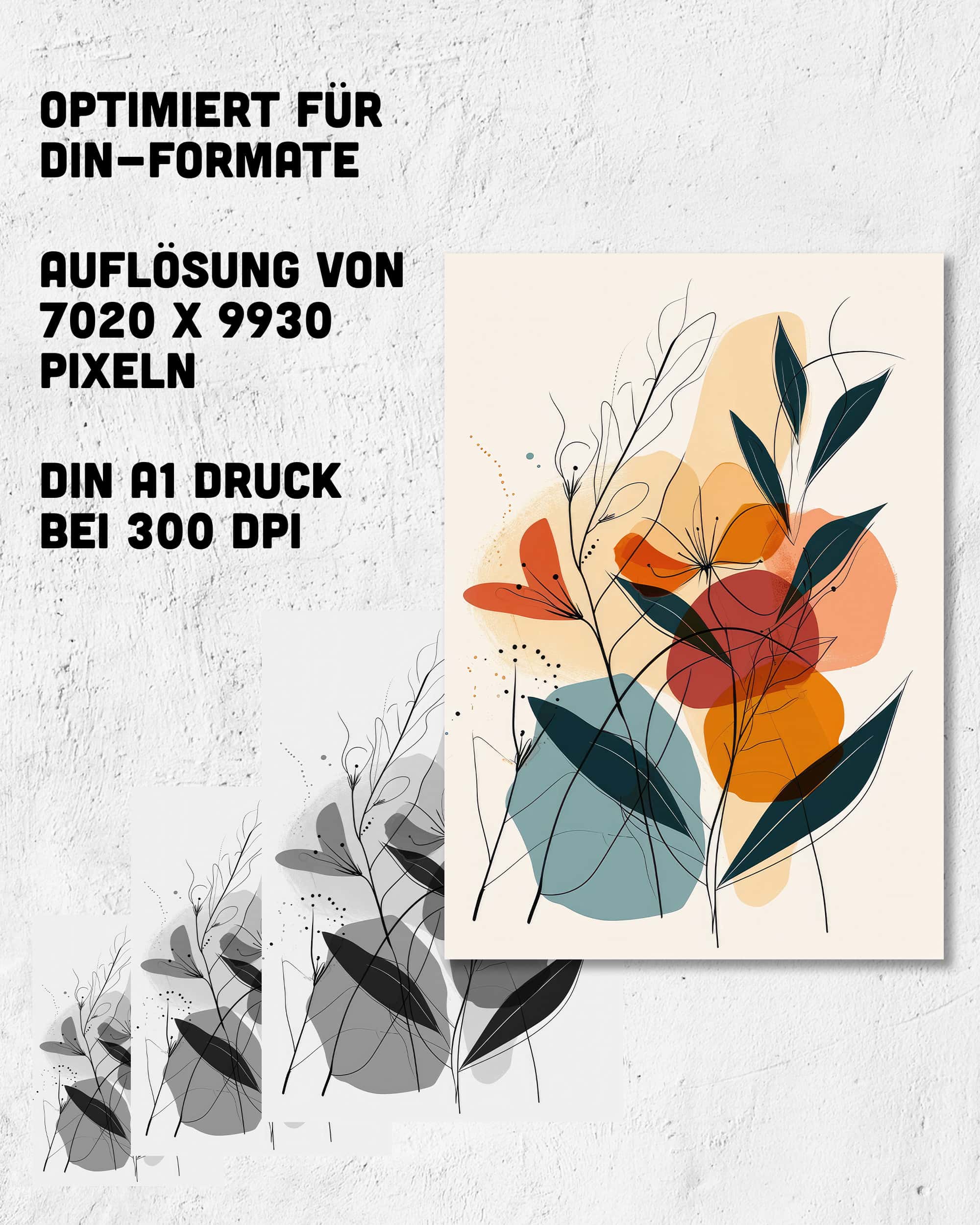 Line Art Flower Dachs | Digital Poster