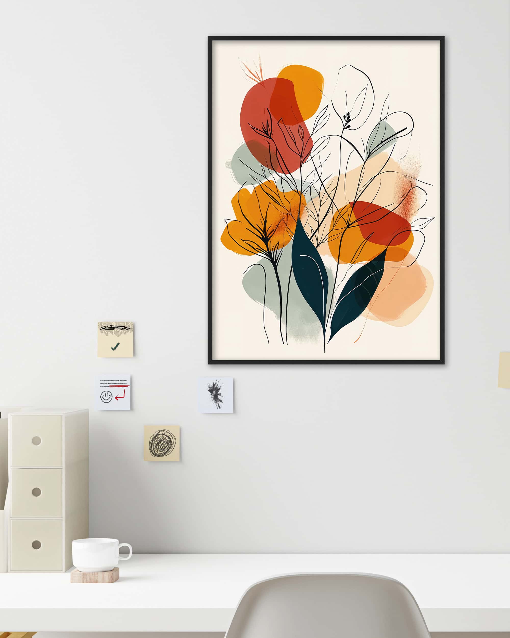 Line Art Flower Cherry | Digital Poster