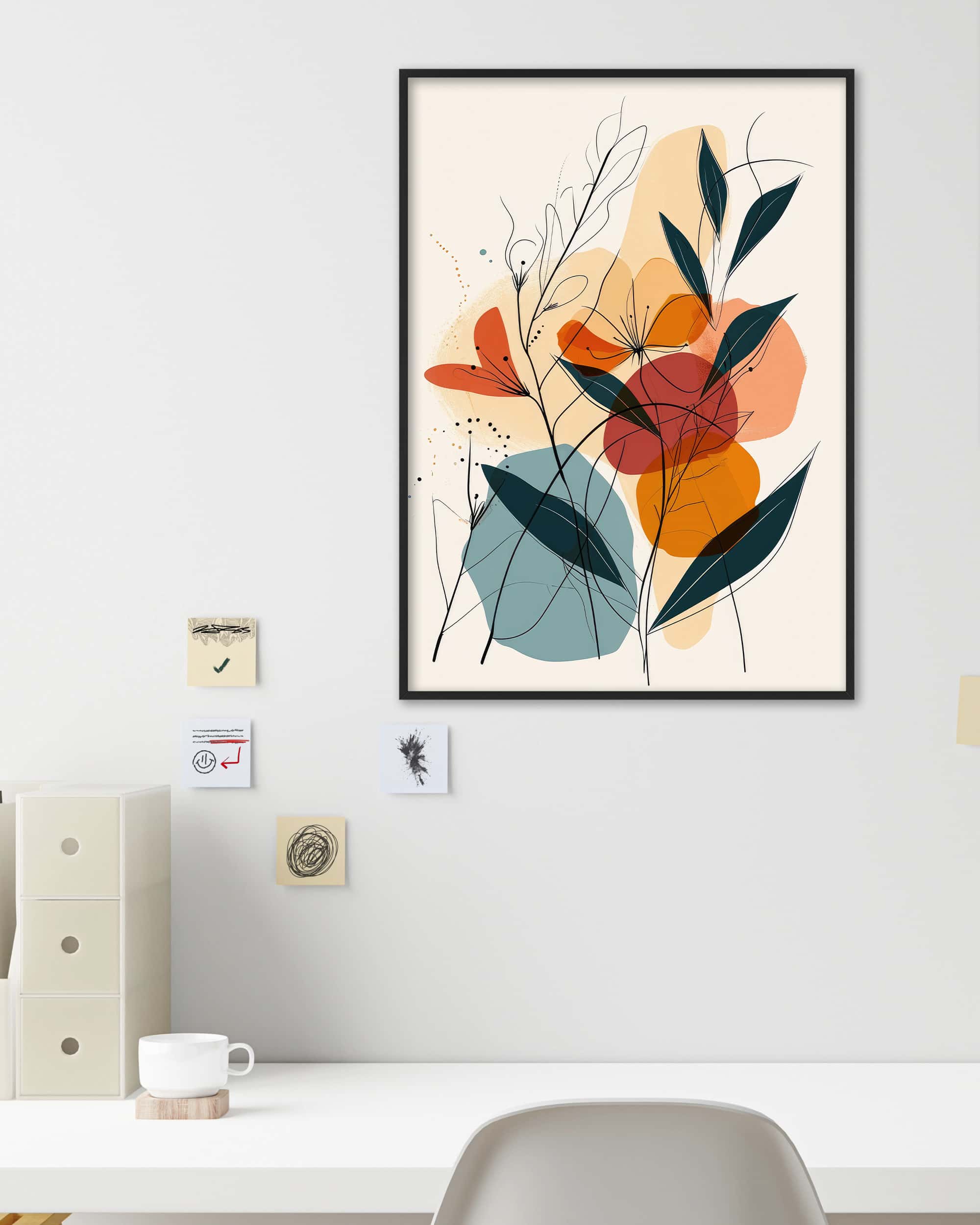 Line Art Flower Dachs | Digital Poster