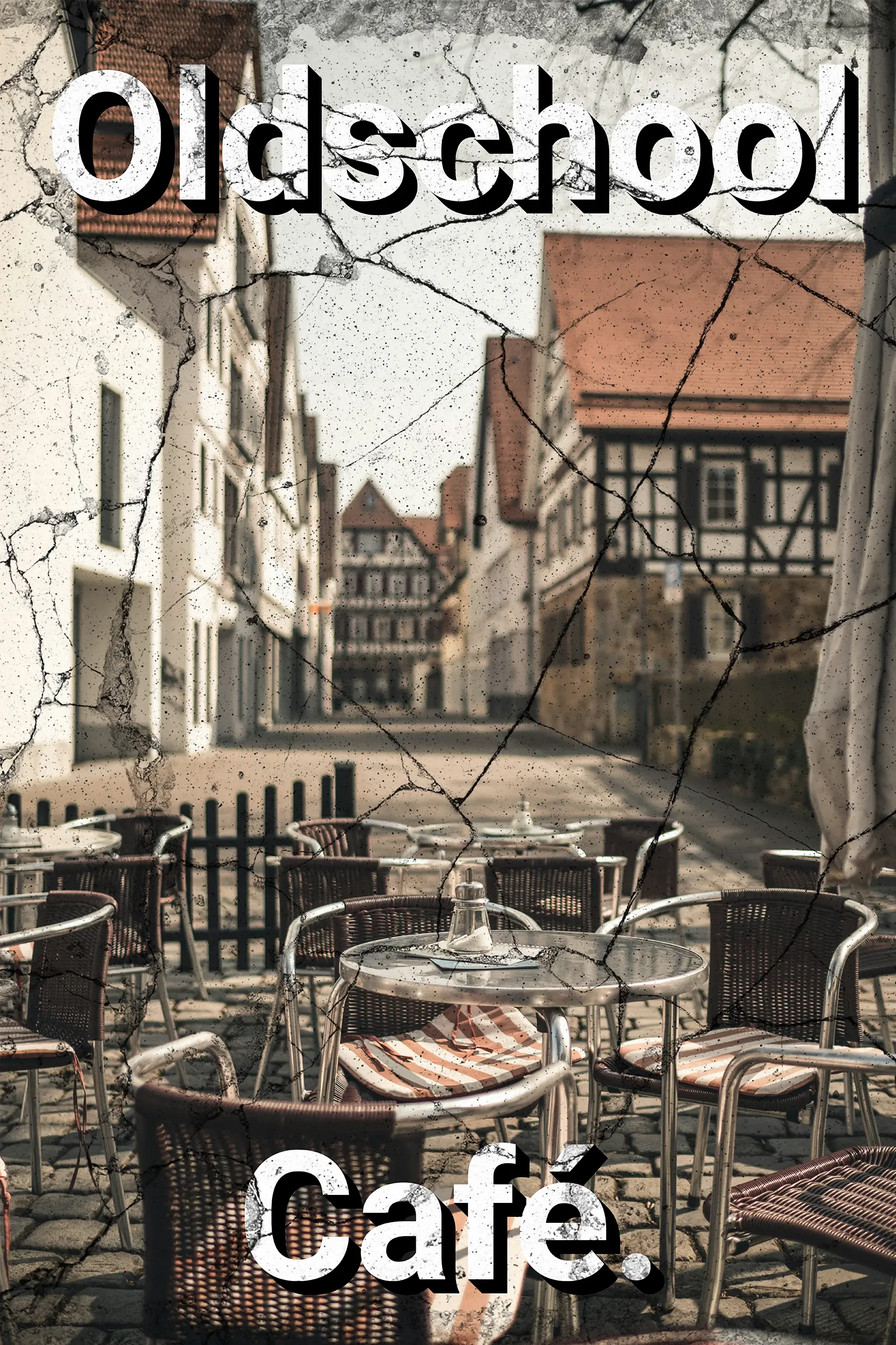 Frontalansicht des Poster Plate Designs Oldschool Café in der Originaldatei