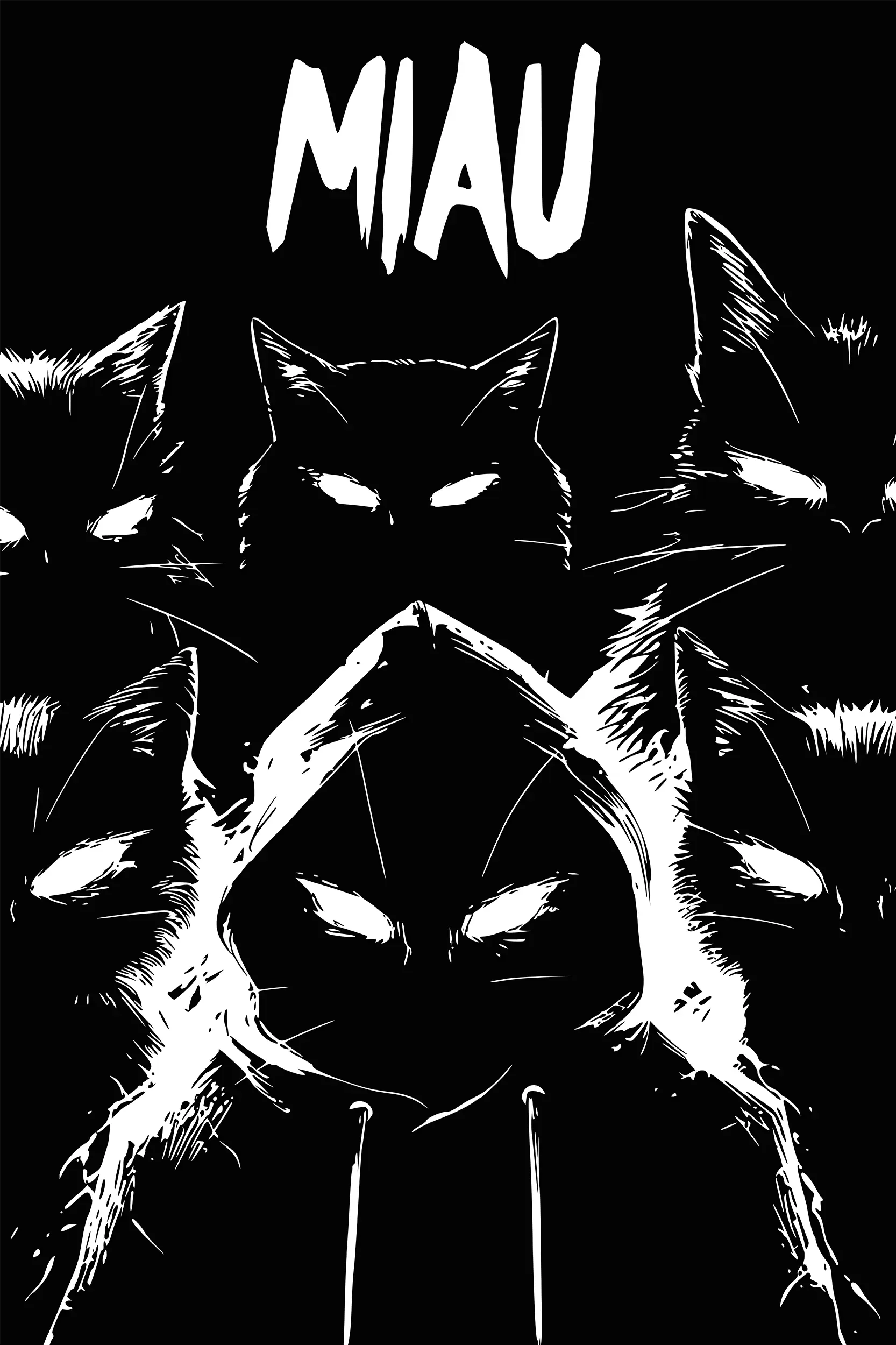 Frontalansicht des Poster Plate Designs Miau Gang in der Originaldatei