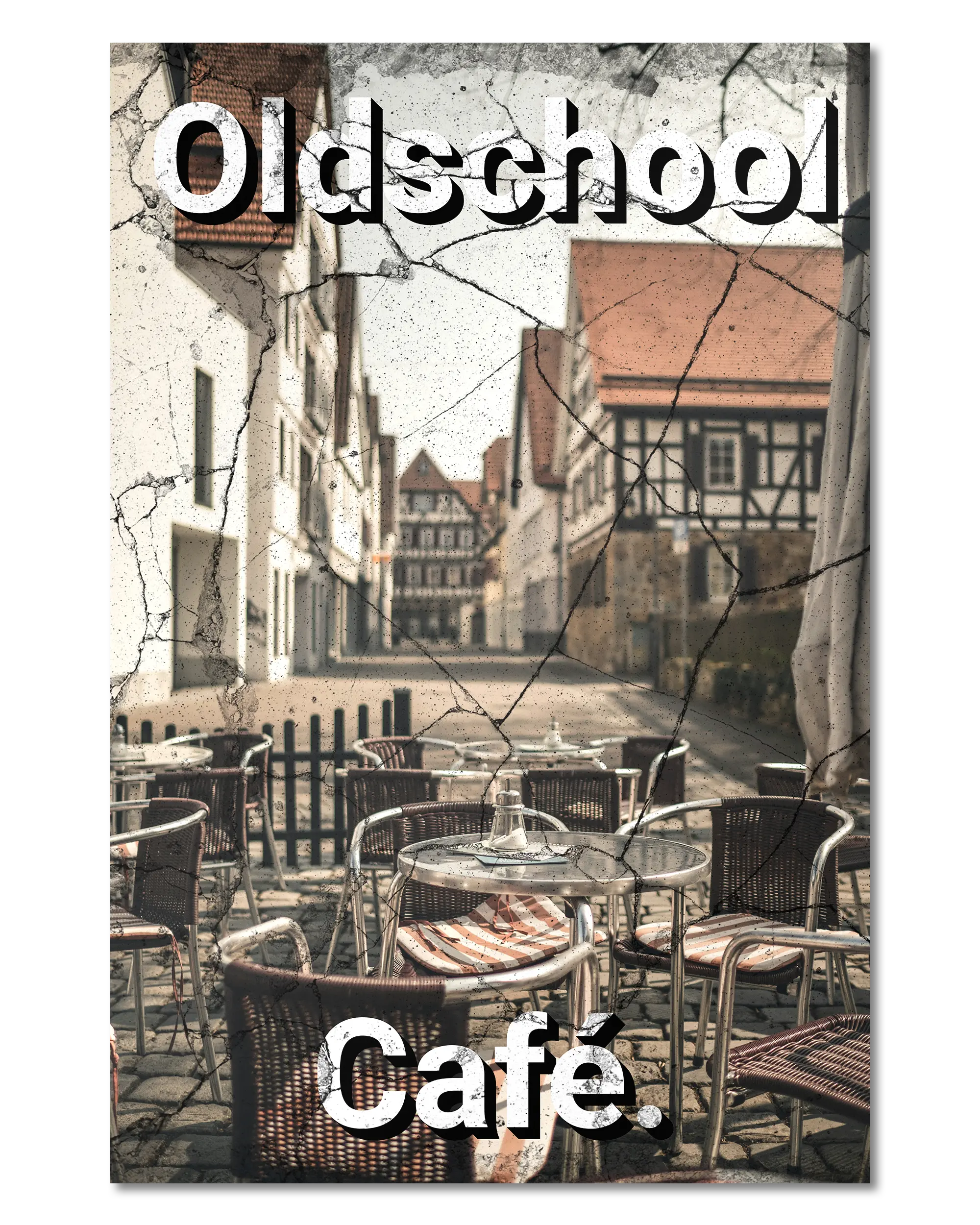 Frontalansicht des Poster Plate Designs Oldschool Café im Original Style in der Größe Main (40 x 60 cm)