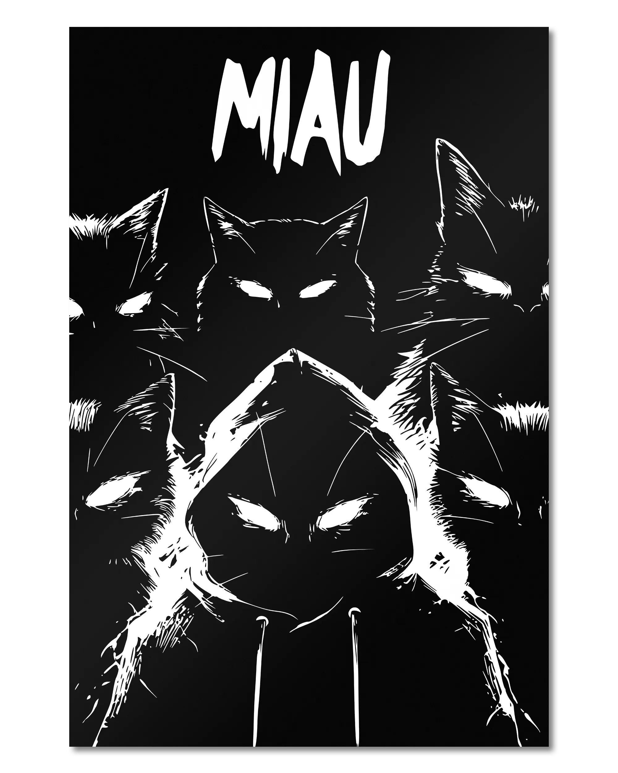 Frontalansicht des Poster Plate Designs Miau Gang im Original Style in der Größe Main (40 x 60 cm)