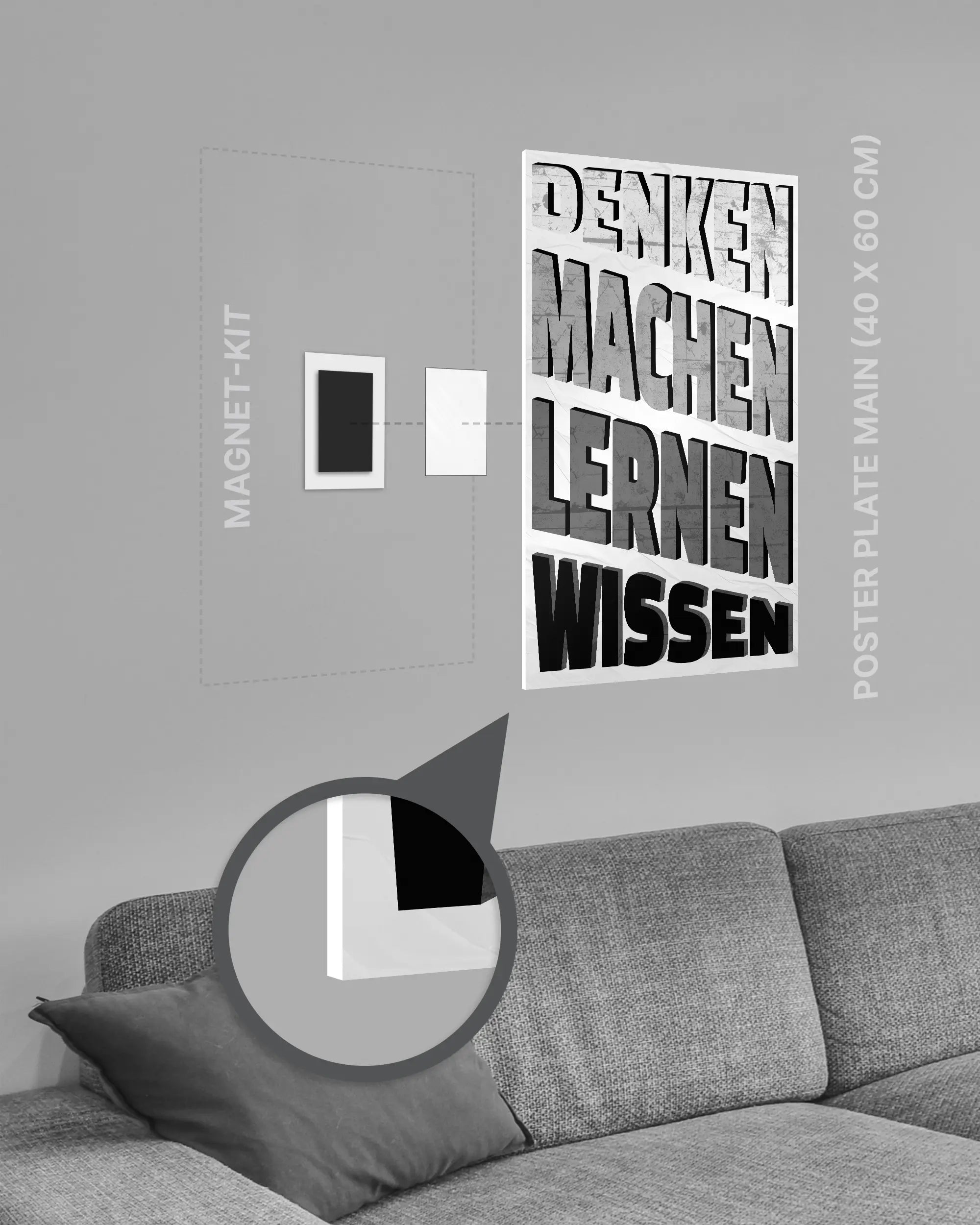 Magnet-Kit Seitenansicht des Poster Plate Designs Der Weg zum Wissen im Original Style in der Größe Main (40 x 60 cm)