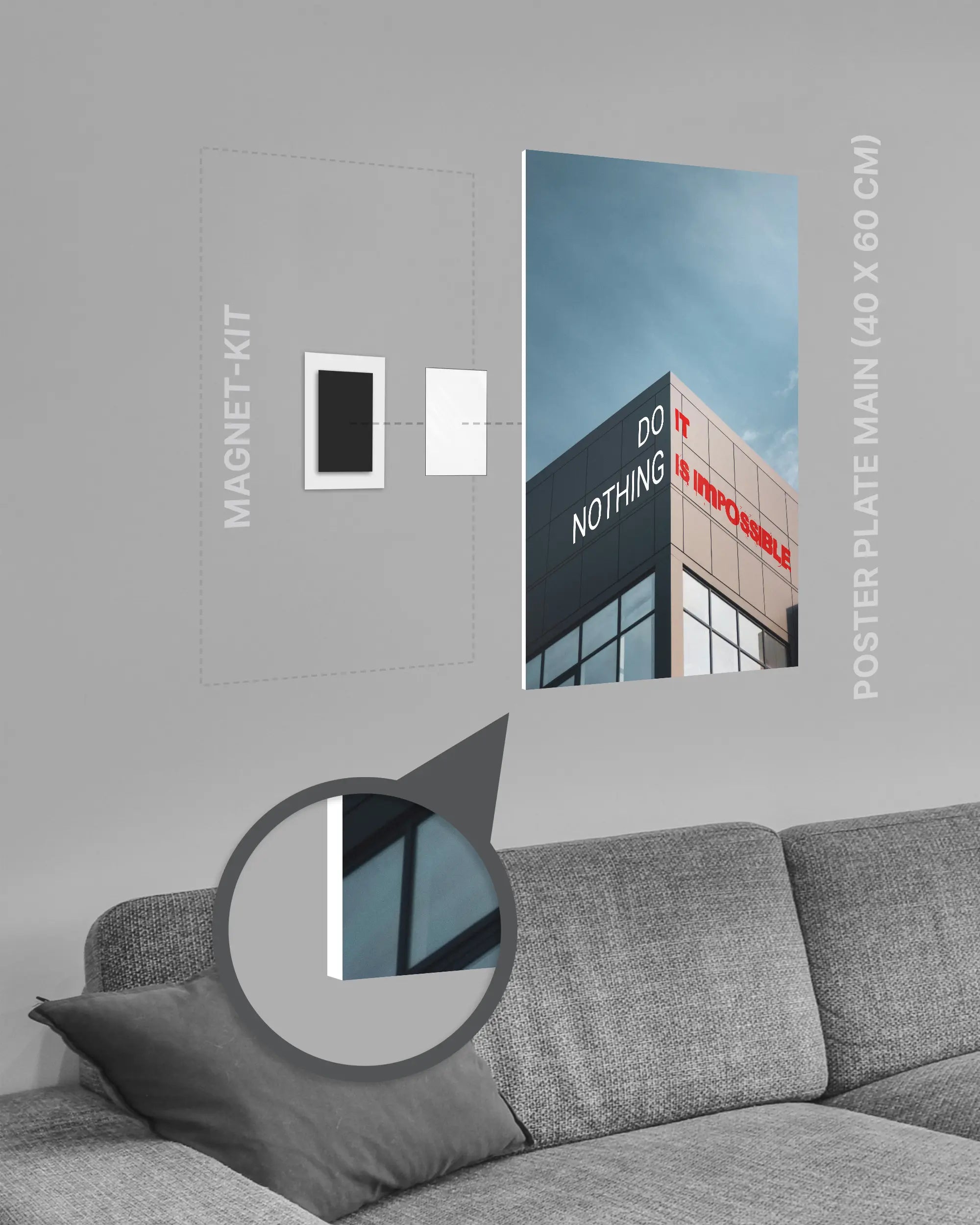 Magnet-Kit Seitenansicht des Poster Plate Designs Do Nothing im Original Style in der Größe Main (40 x 60 cm)