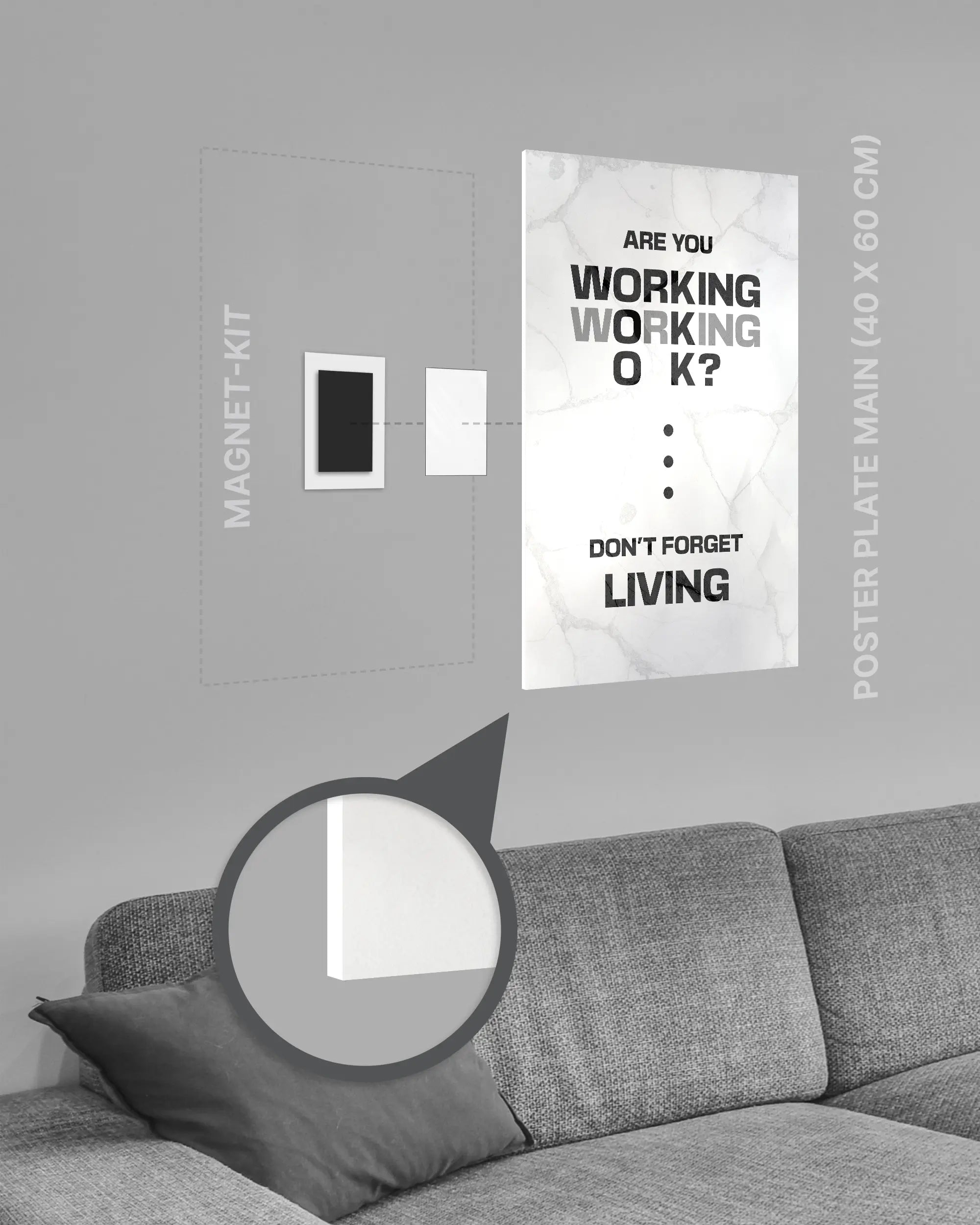 Magnet-Kit Seitenansicht des Poster Plate Designs Are you OK? im Original Style in der Größe Main (40 x 60 cm)