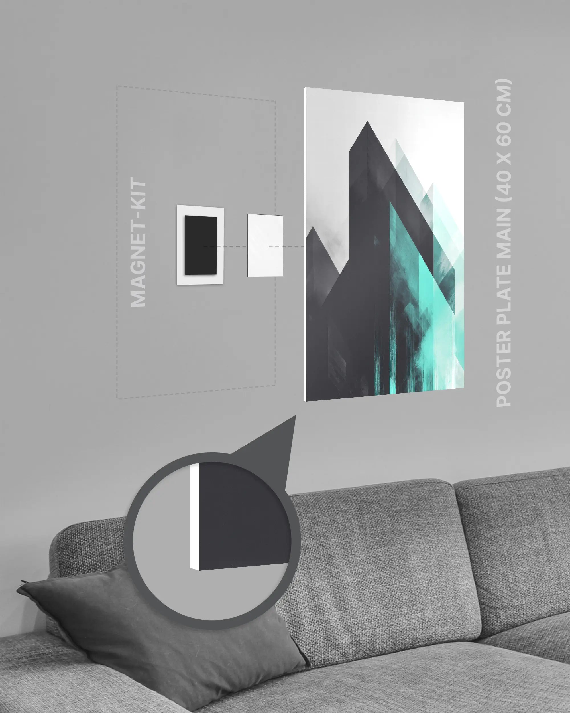 Magnet-Kit Seitenansicht des Poster Plate Designs Ein Abstrakt im Original Style in der Größe Main (40 x 60 cm)