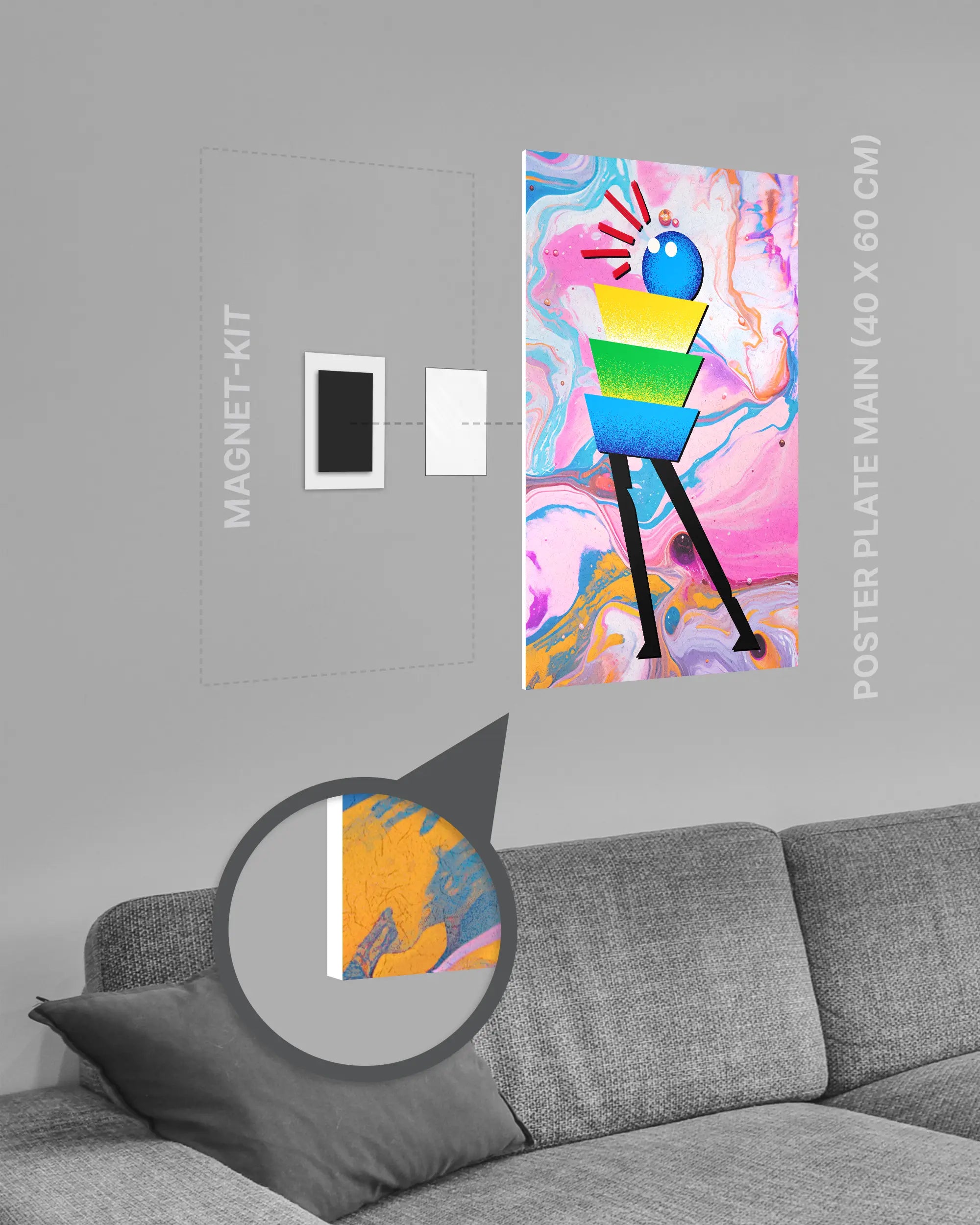 Magnet-Kit Seitenansicht des Poster Plate Designs Ein Kunstwerk im Original Style in der Größe Main (40 x 60 cm)