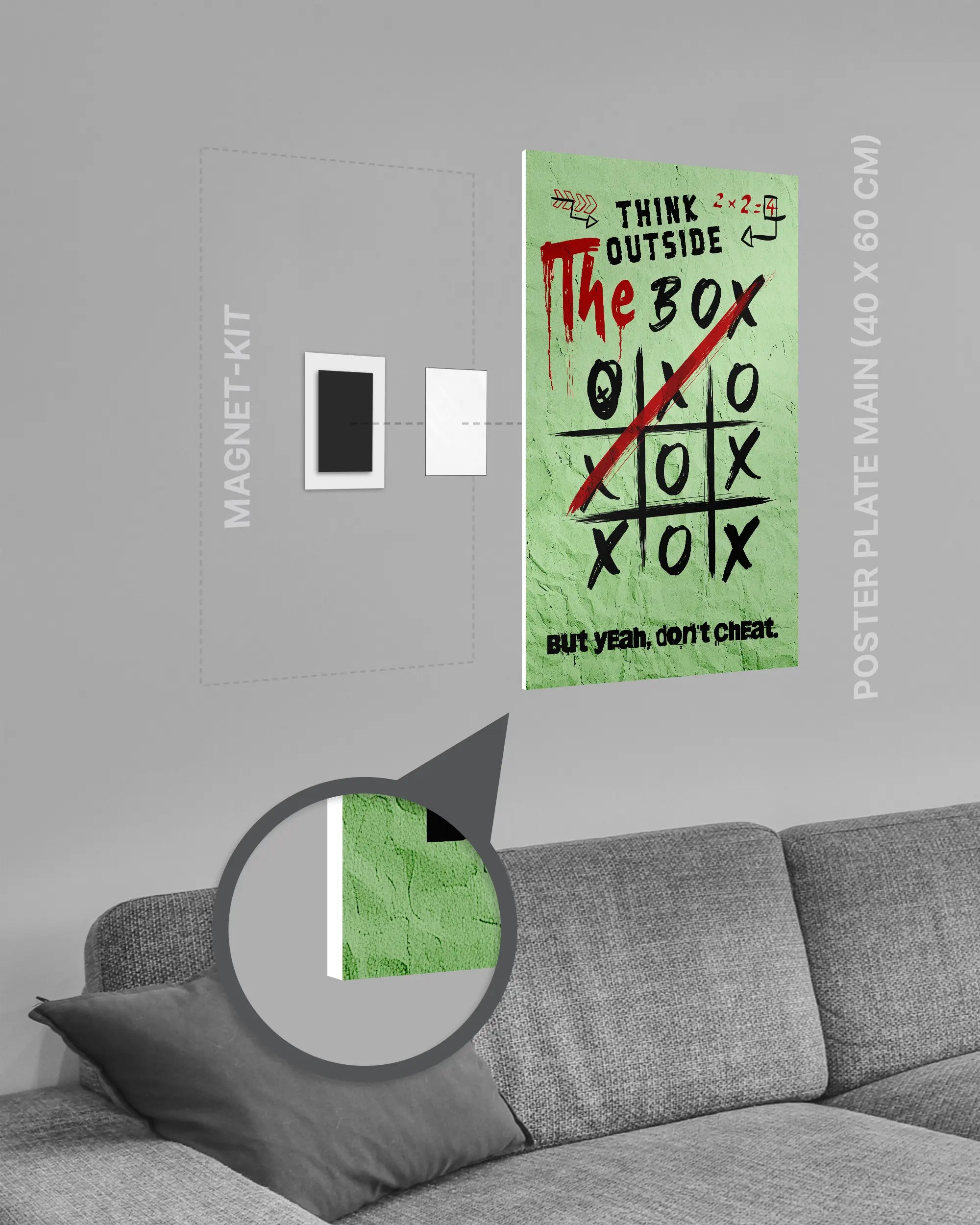 Magnet-Kit Seitenansicht des Poster Plate Designs Boxing Outside im Original Style in der Größe Main (40 x 60 cm)