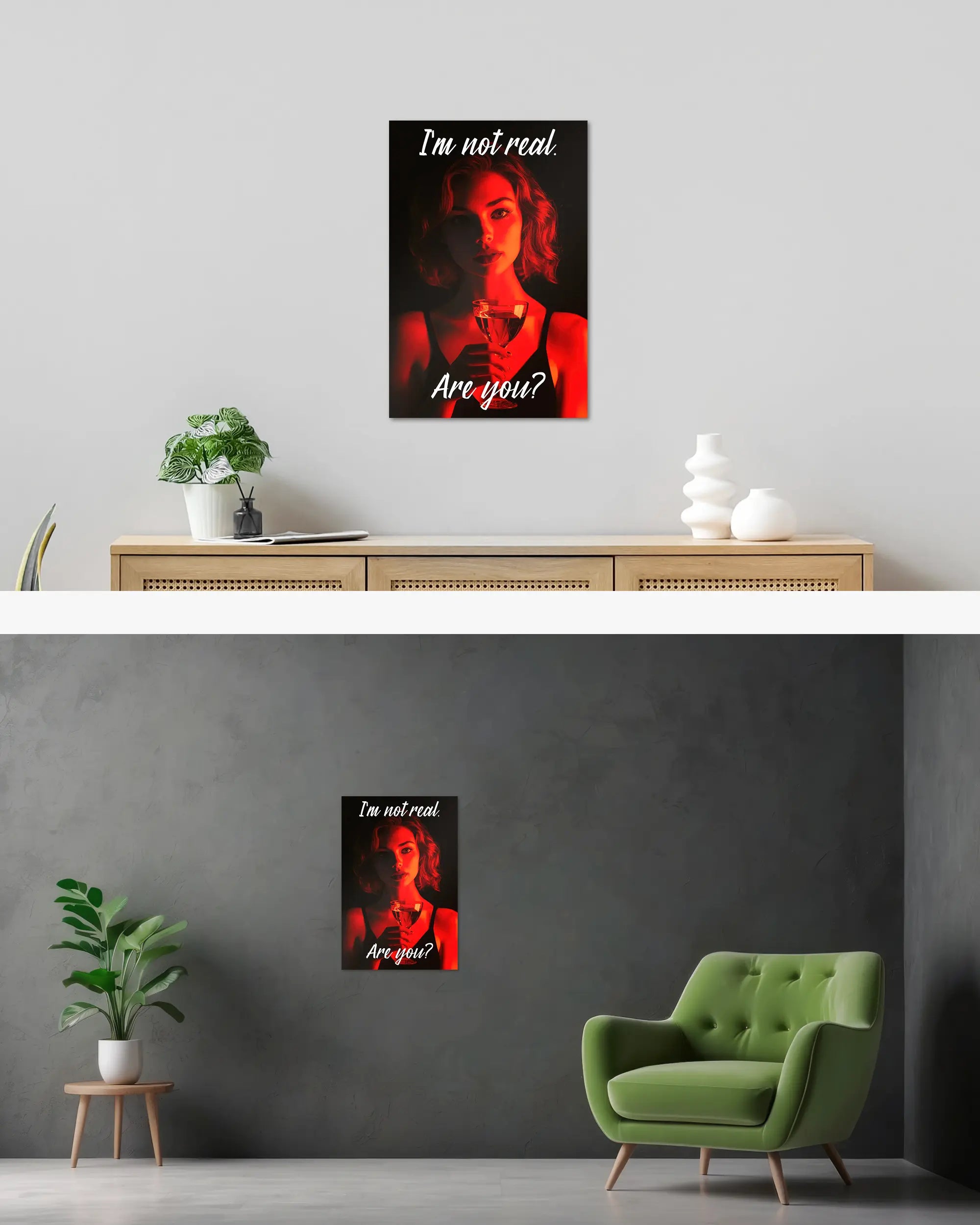 Wandansicht des Poster Plate Designs Are you for real im Original Style in der Größe Main (40 x 60 cm)