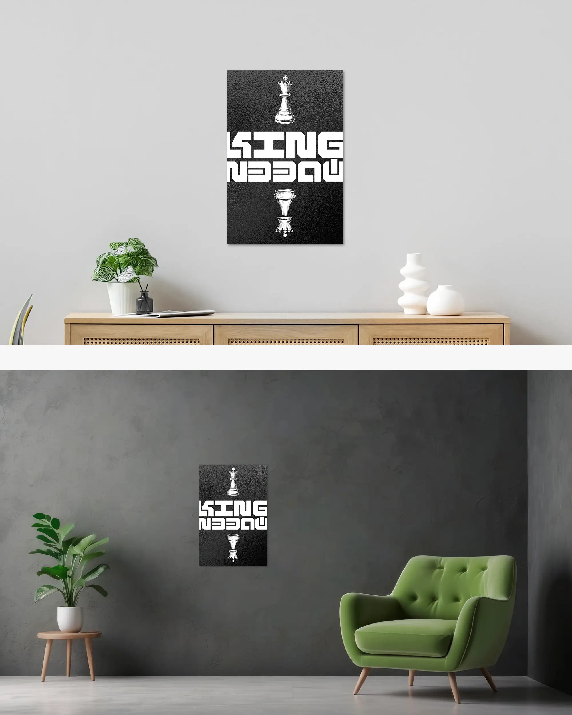 Wandansicht des Poster Plate Designs Chessday im Original Style in der Größe Main (40 x 60 cm)