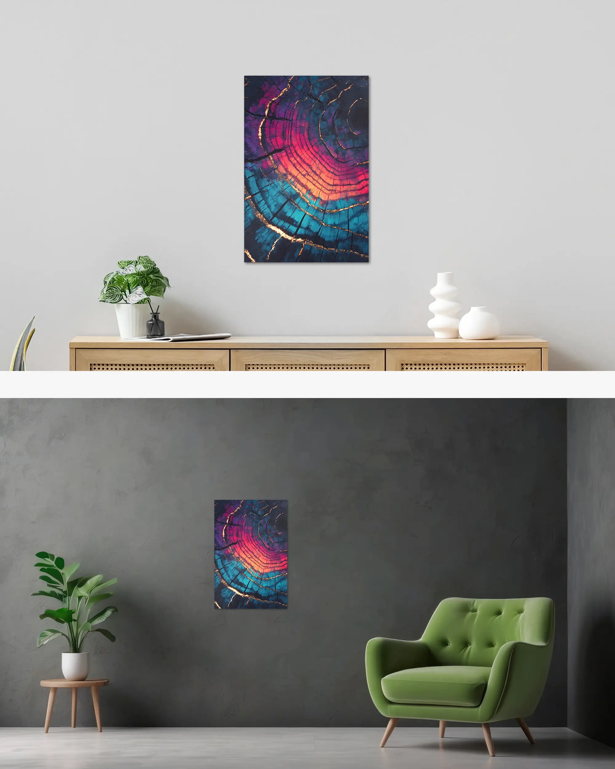 Wandansicht des Poster Plate Designs Rindenroulette im Original Style in der Größe Main (40 x 60 cm)