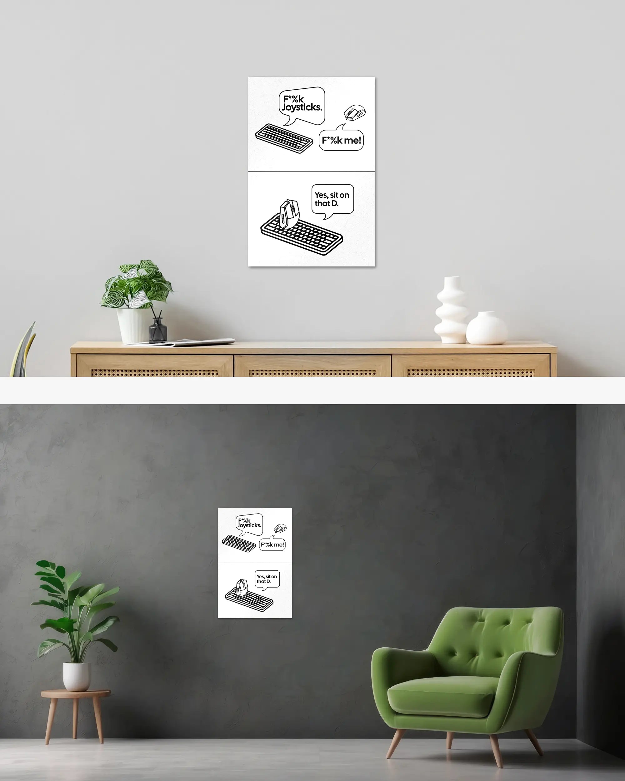 Wandansicht des Poster Plate Designs Keystrokes im Original Style in der Größe Main (40 x 60 cm)