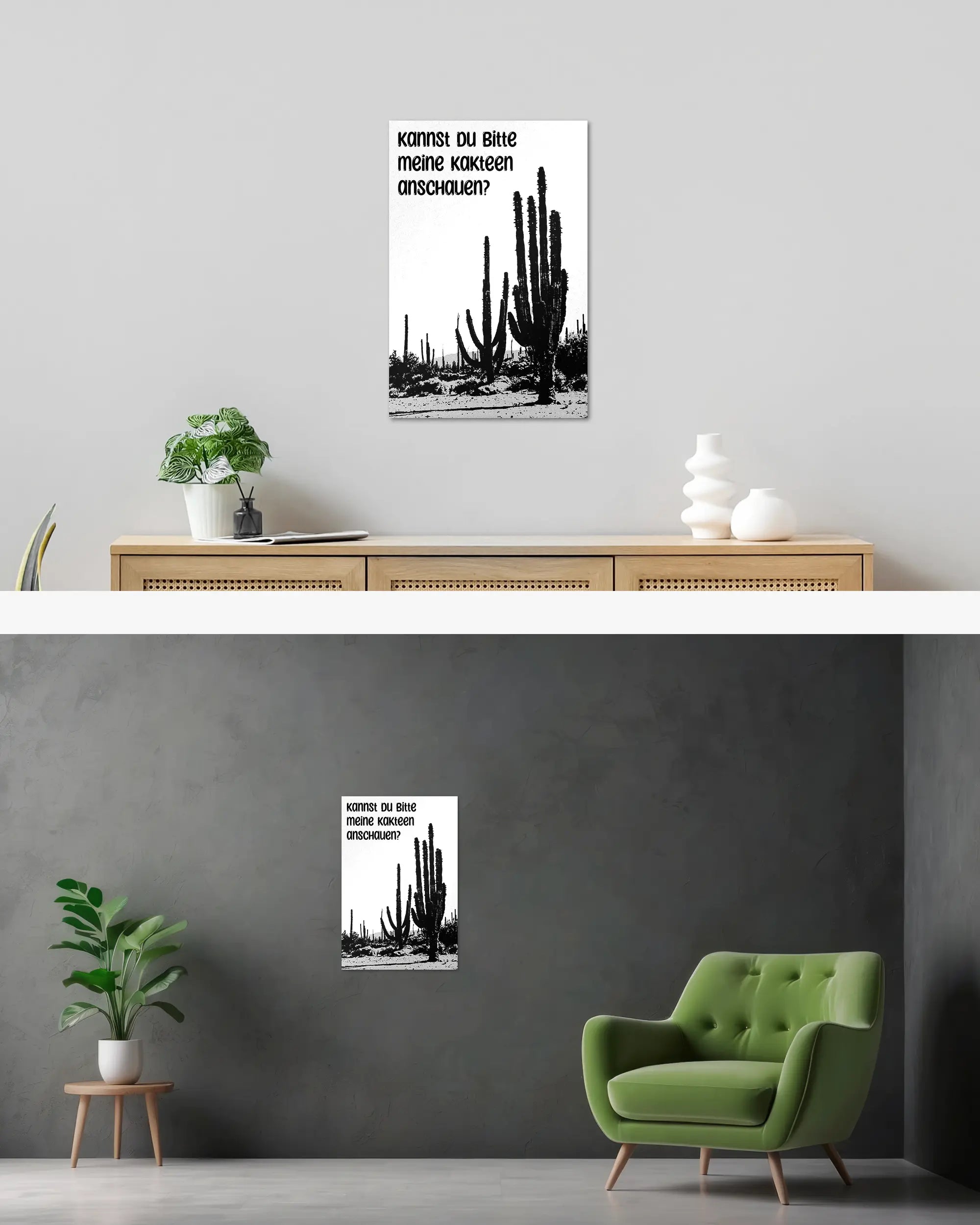 Wandansicht des Poster Plate Designs Kacktusse im Original Style in der Größe Main (40 x 60 cm)