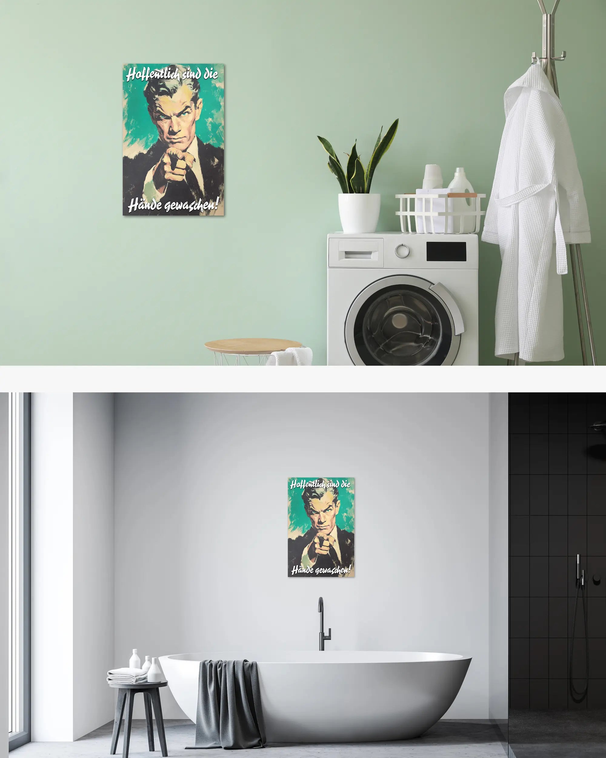 Zimmeransicht des Poster Plate Designs Besser mit Seife im Original Style in der Größe Main (40 x 60 cm)