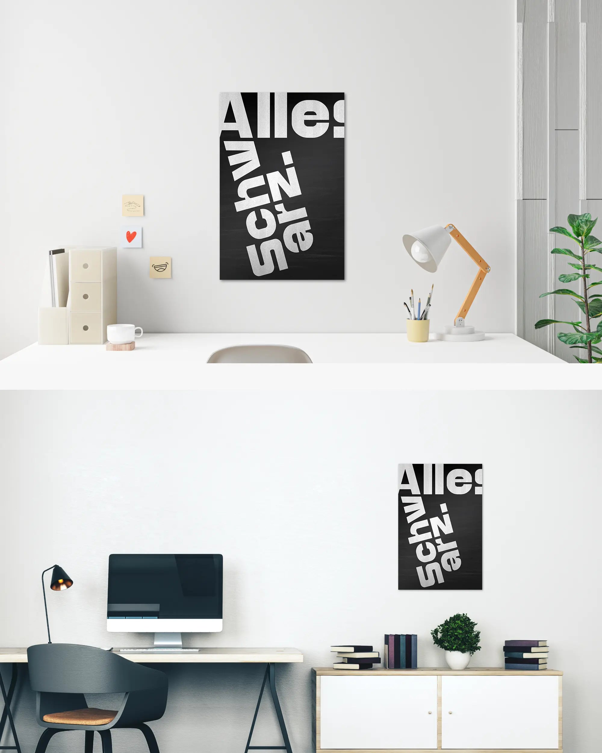 Zimmeransicht des Poster Plate Designs Alles Schwarz im Original Style in der Größe Main (40 x 60 cm)