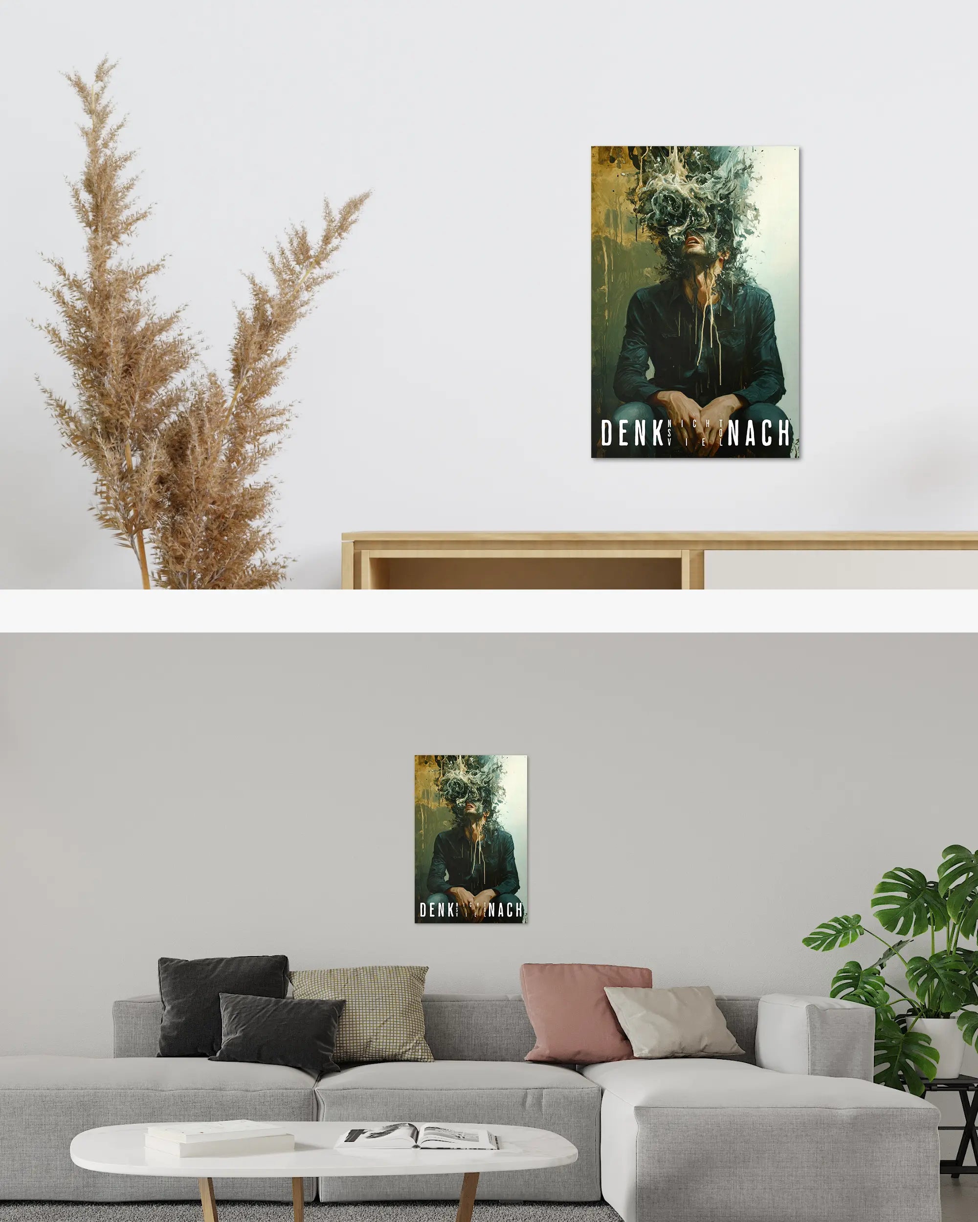 Zimmeransicht des Poster Plate Designs Denkblockade im Original Style in der Größe Main (40 x 60 cm)