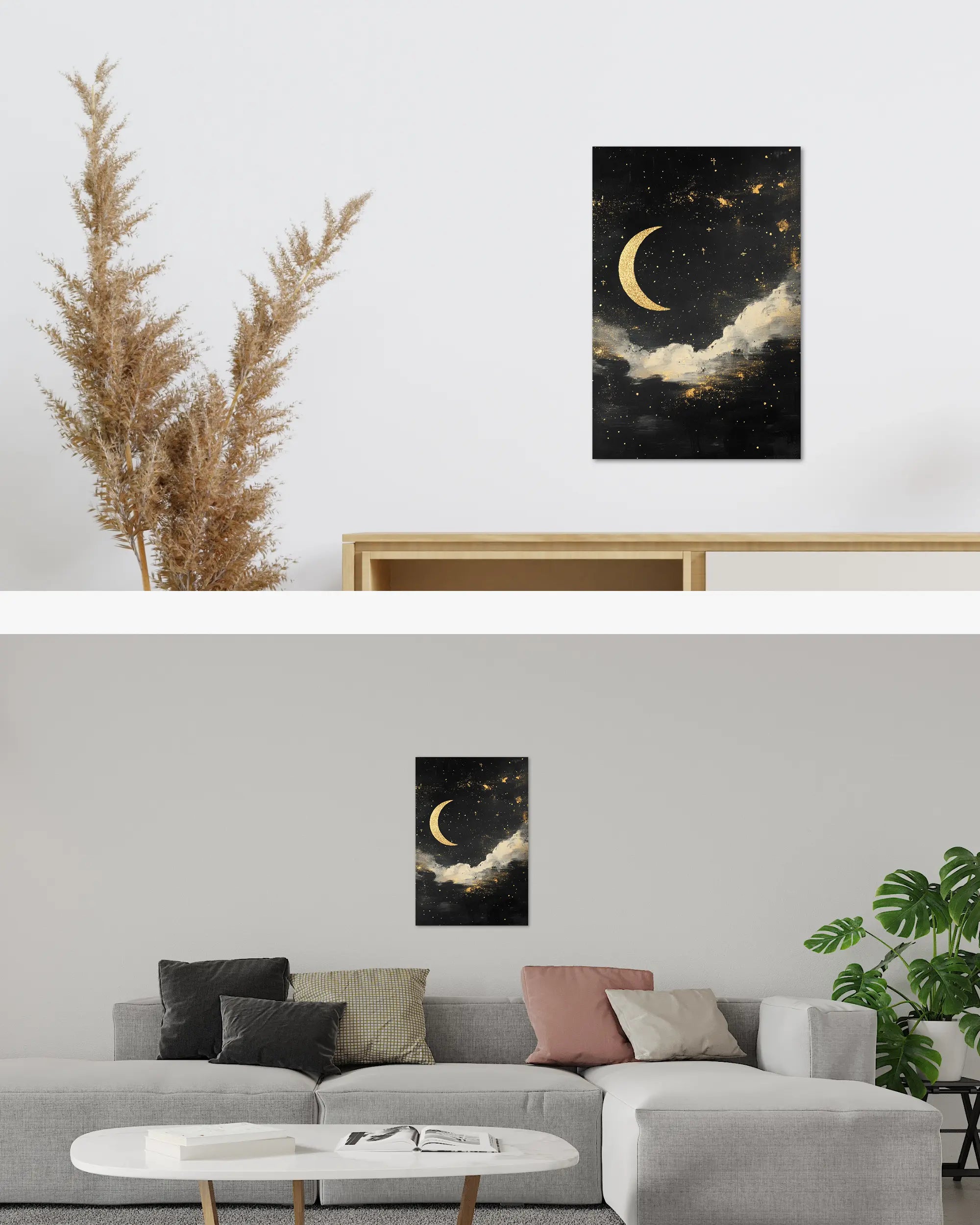 Zimmeransicht des Poster Plate Designs Goldenes Mondgedicht im Original Style in der Größe Main (40 x 60 cm)