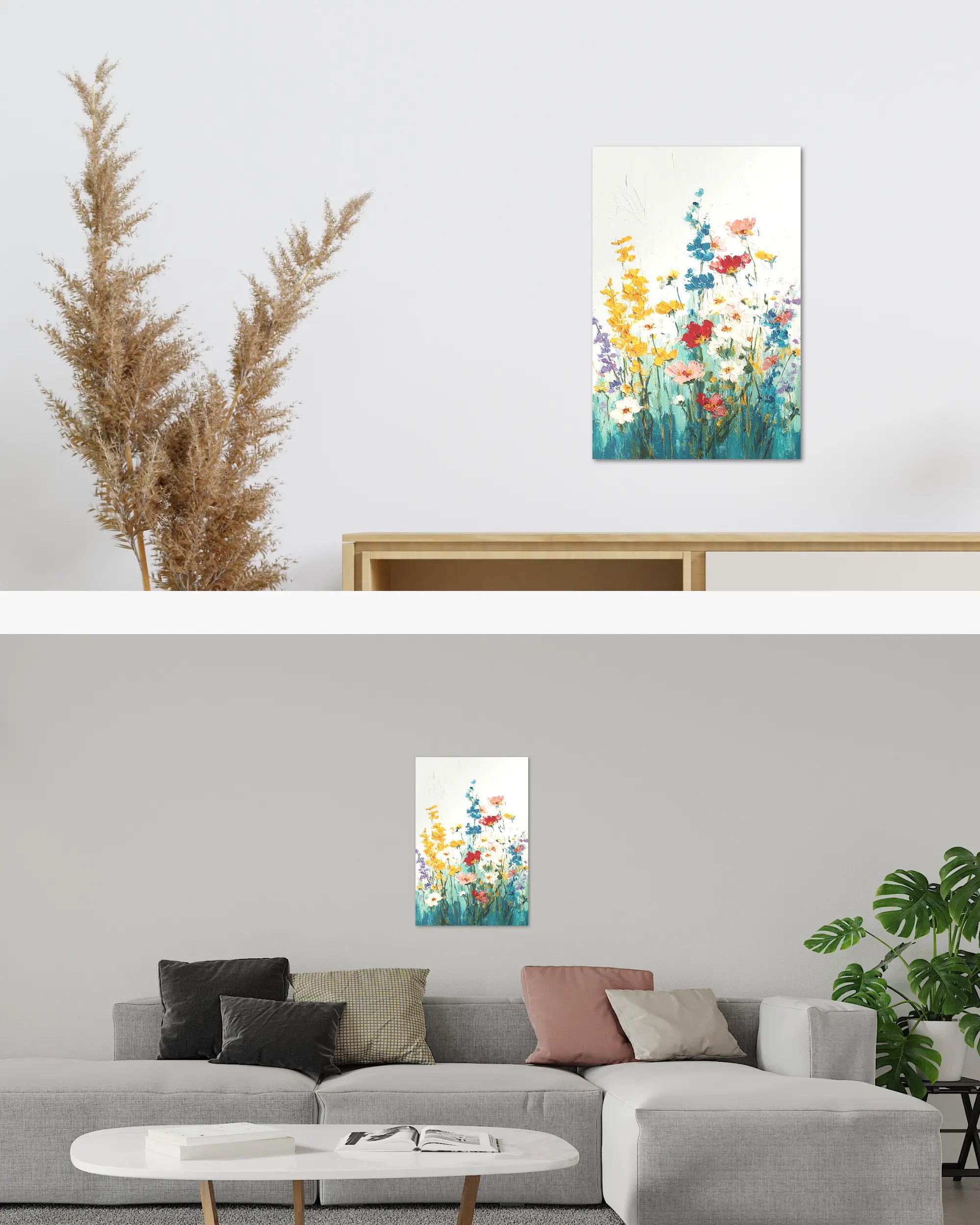 Zimmeransicht des Poster Plate Designs Blühen statt Mühen im Original Style in der Größe Main (40 x 60 cm)