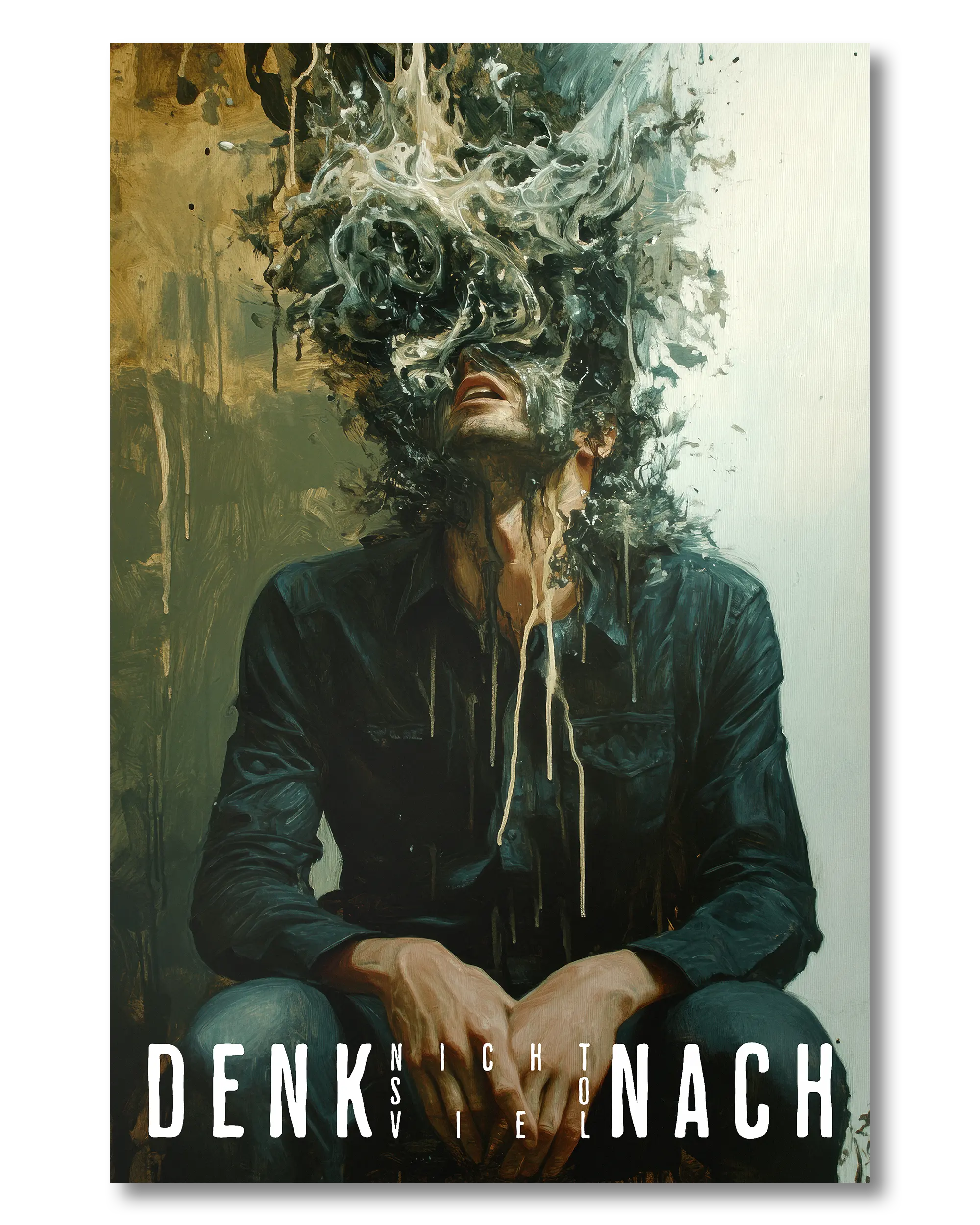 Frontalansicht des Poster Plate Designs Denkblockade im Original Style in der Größe Mini (20 x 30 cm)