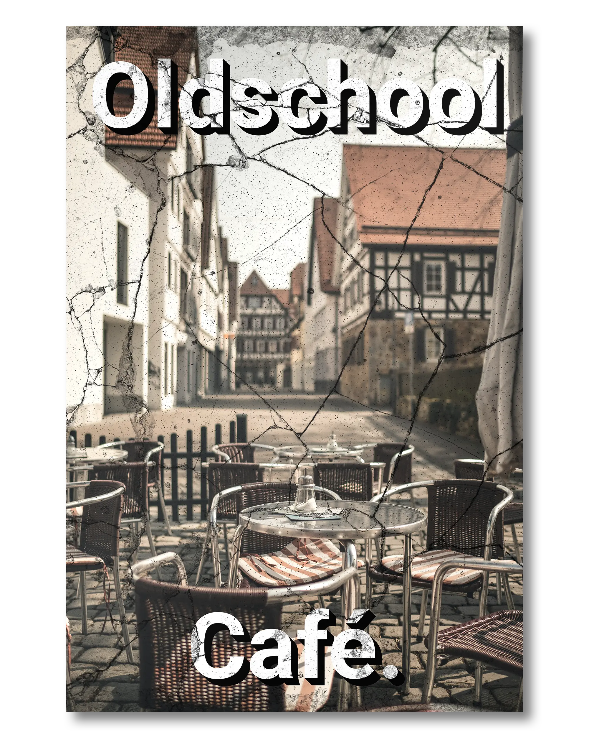 Frontalansicht des Poster Plate Designs Oldschool Café im Original Style in der Größe Mini (20 x 30 cm)