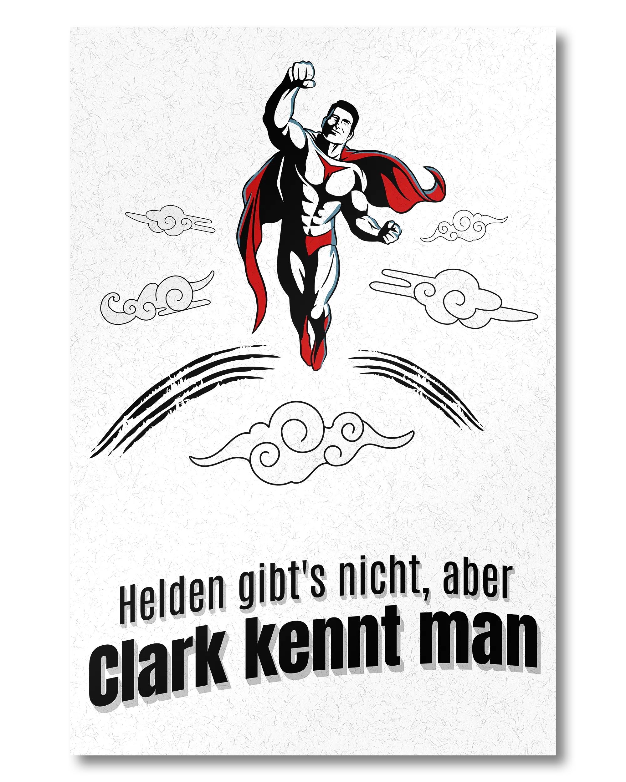 Frontalansicht des Poster Plate Designs Clark kennt man im Original Style in der Größe Mini (20 x 30 cm)
