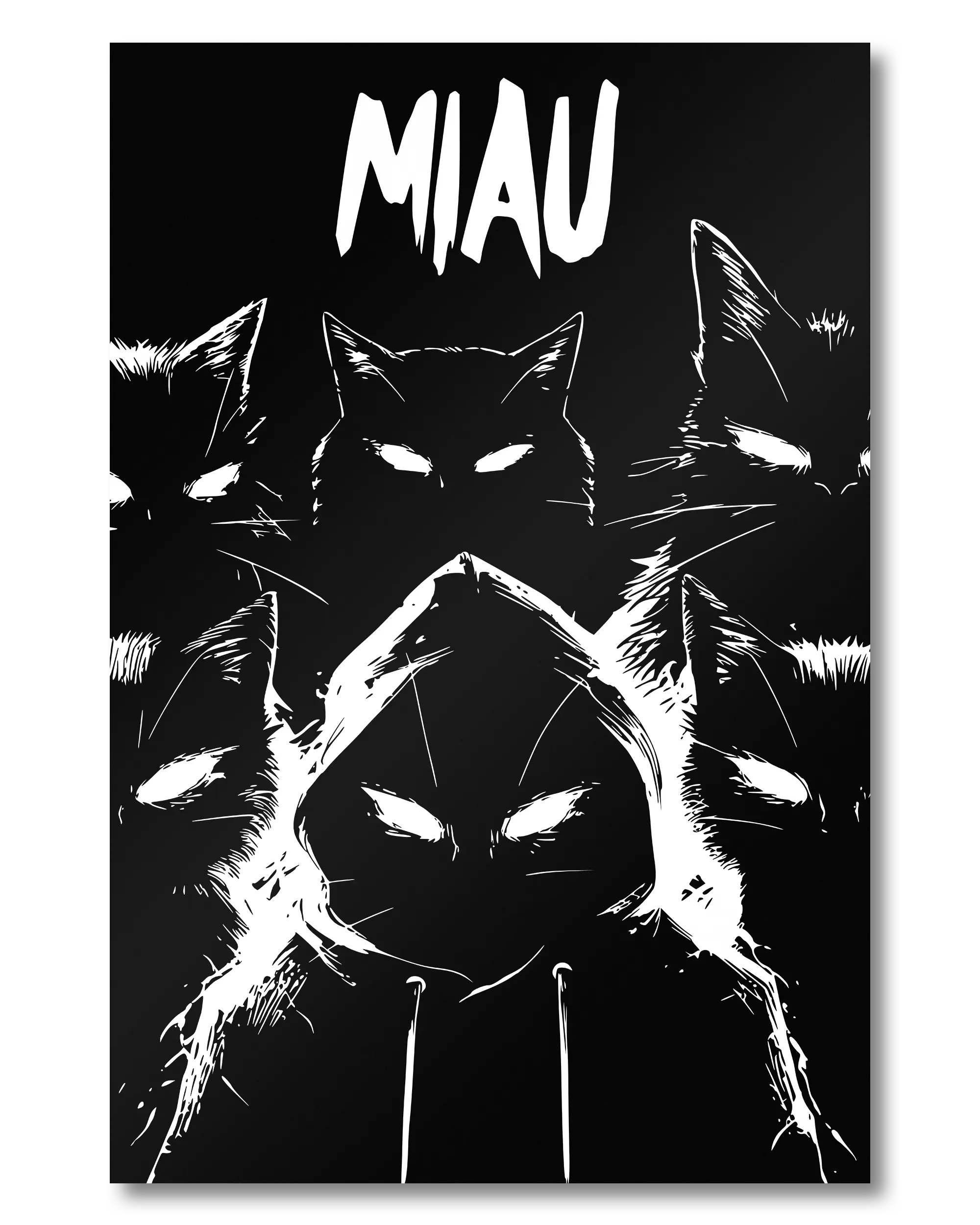 Frontalansicht des Poster Plate Designs Miau Gang im Original Style in der Größe Mini (20 x 30 cm)