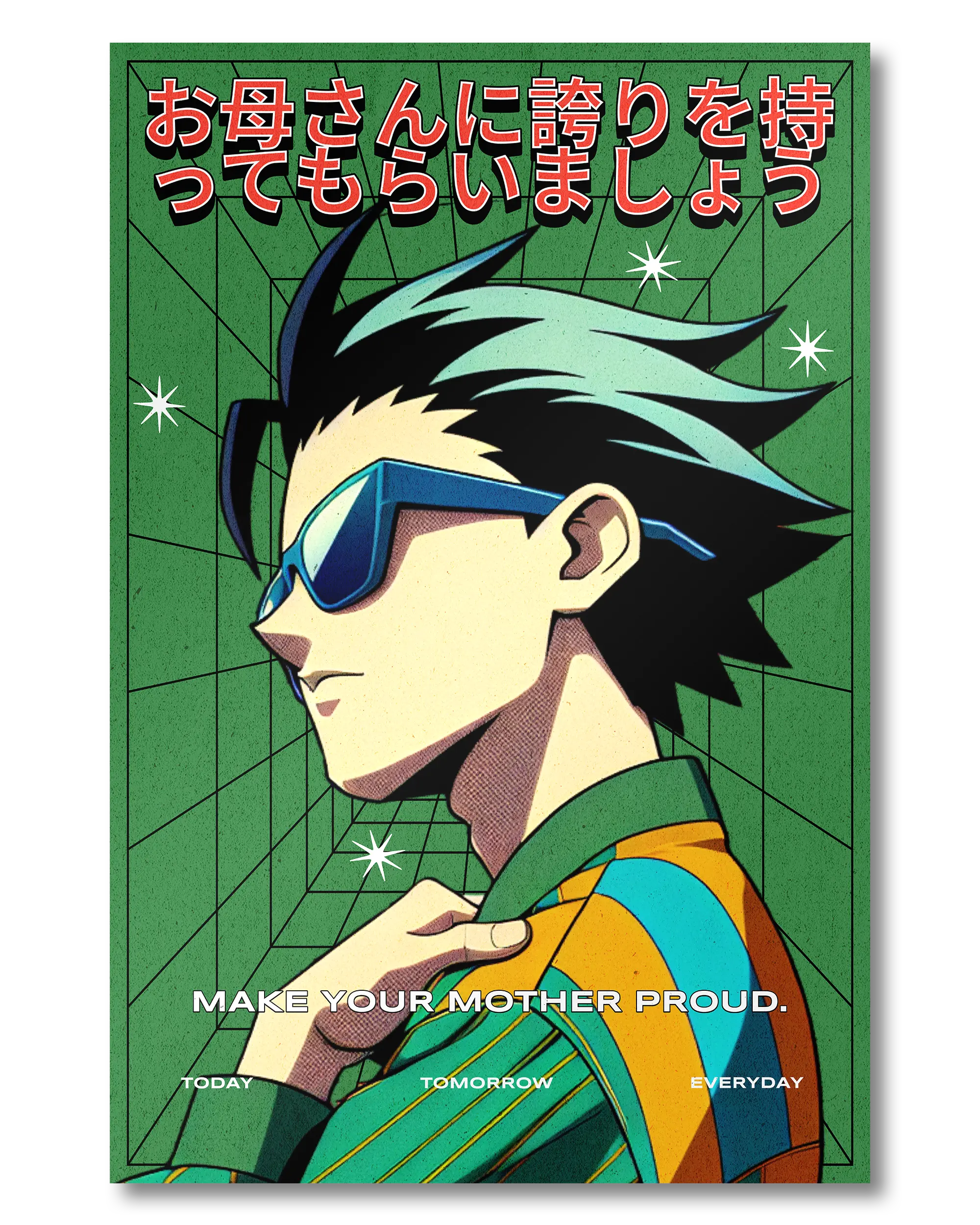 Frontalansicht des Poster Plate Designs Make her proud im Original Style in der Größe Mini (20 x 30 cm)