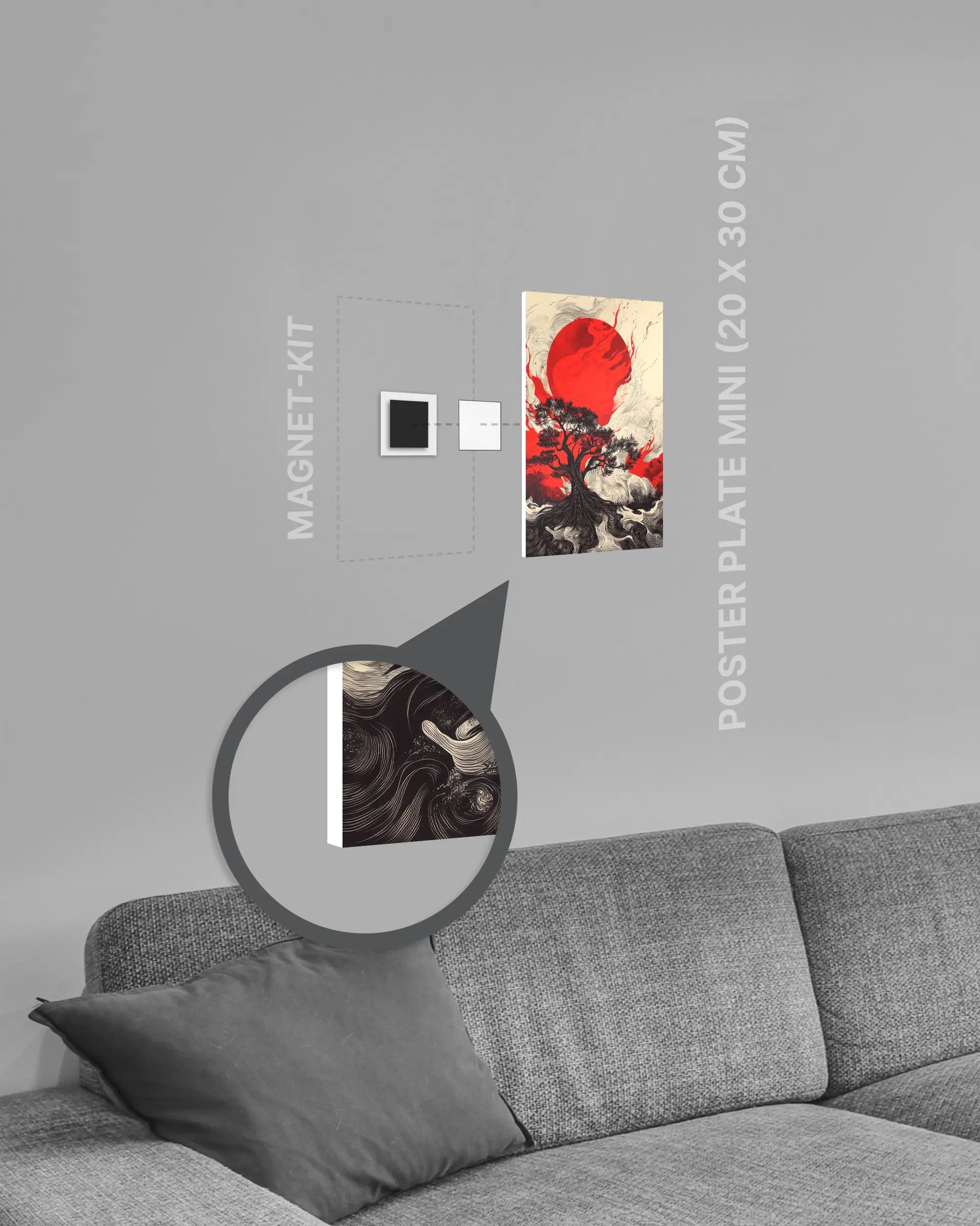 Magnet-Kit Seitenansicht des Poster Plate Designs Japan is lit im Original Style in der Größe Mini (20 x 30 cm)