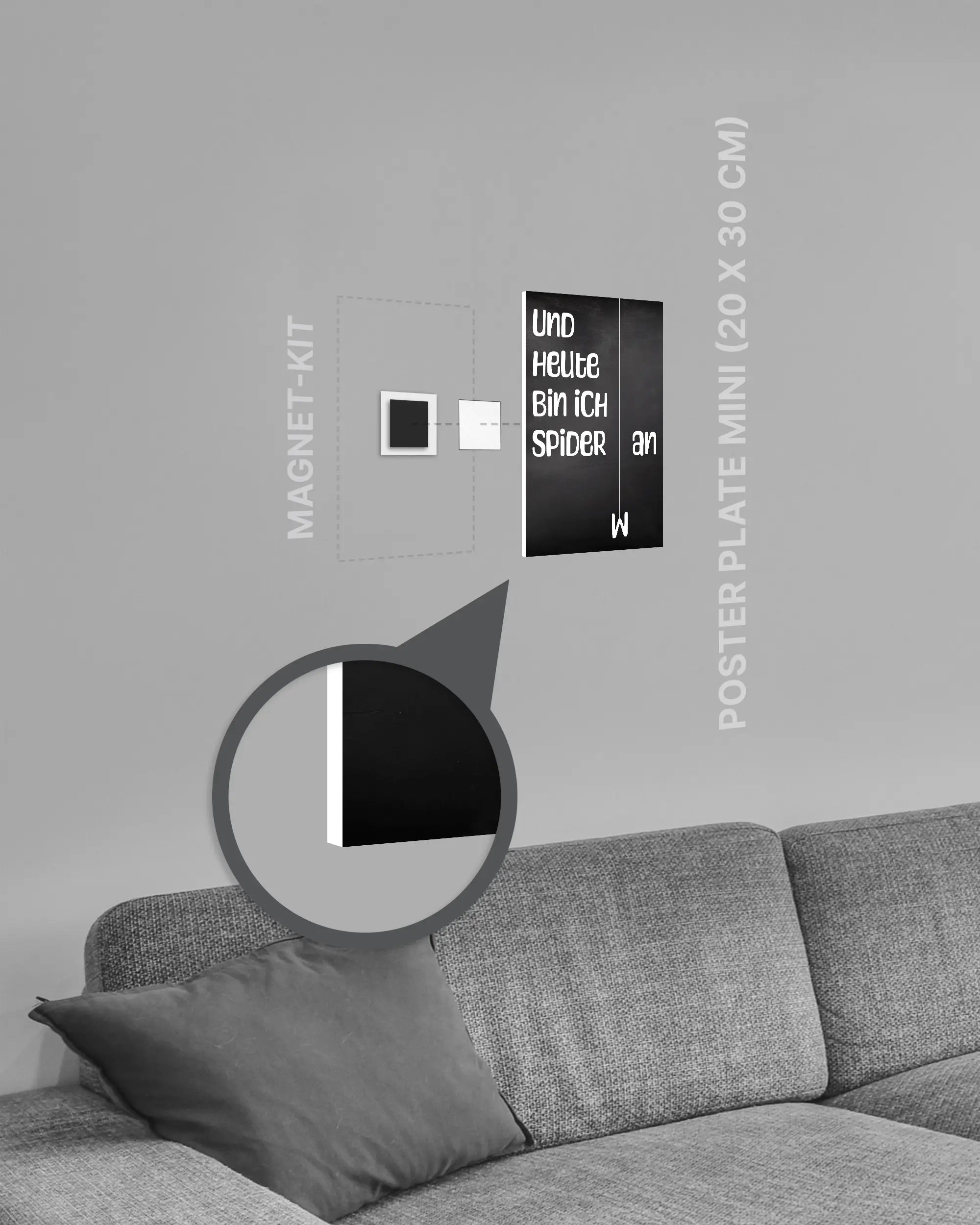 Magnet-Kit Seitenansicht des Poster Plate Designs Abhängen im Original Style in der Größe Mini (20 x 30 cm)