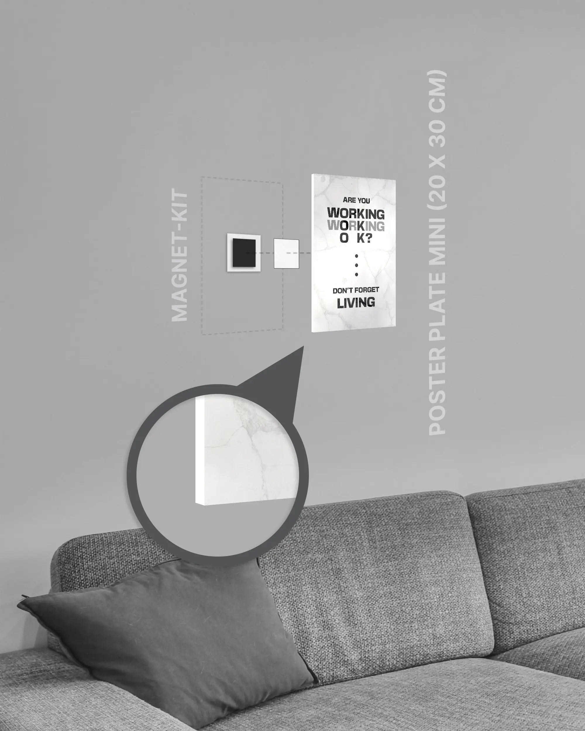 Magnet-Kit Seitenansicht des Poster Plate Designs Are you OK? im Original Style in der Größe Mini (20 x 30 cm)