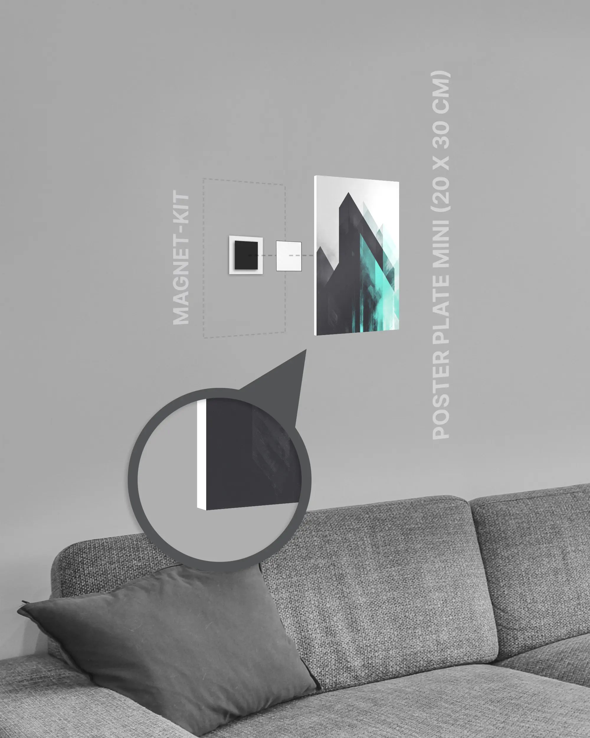 Magnet-Kit Seitenansicht des Poster Plate Designs Ein Abstrakt im Original Style in der Größe Mini (20 x 30 cm)