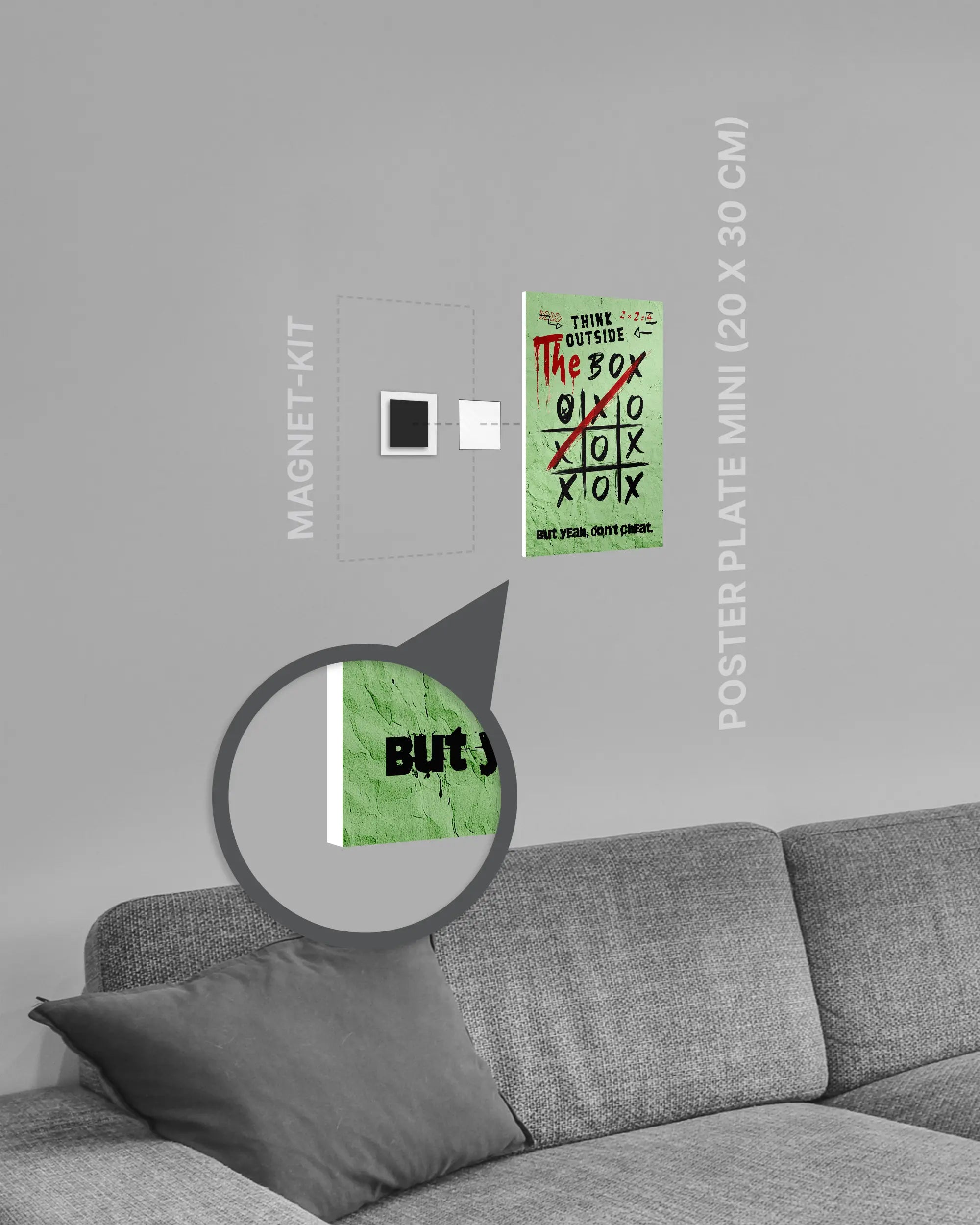 Magnet-Kit Seitenansicht des Poster Plate Designs Boxing Outside im Original Style in der Größe Mini (20 x 30 cm)