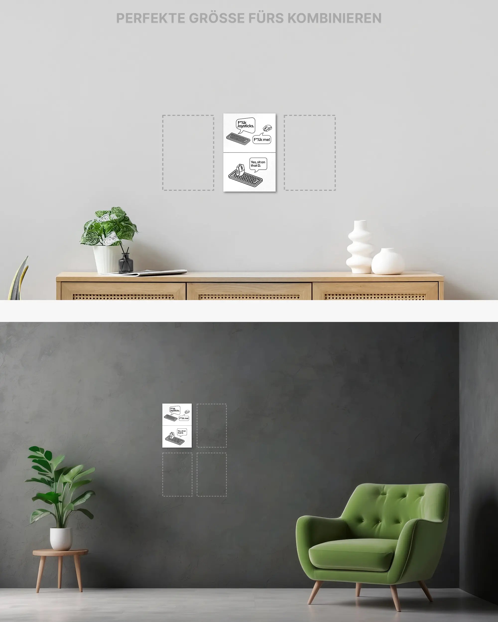 Wandansicht des Poster Plate Designs Keystrokes im Original Style in der Größe Mini (20 x 30 cm)