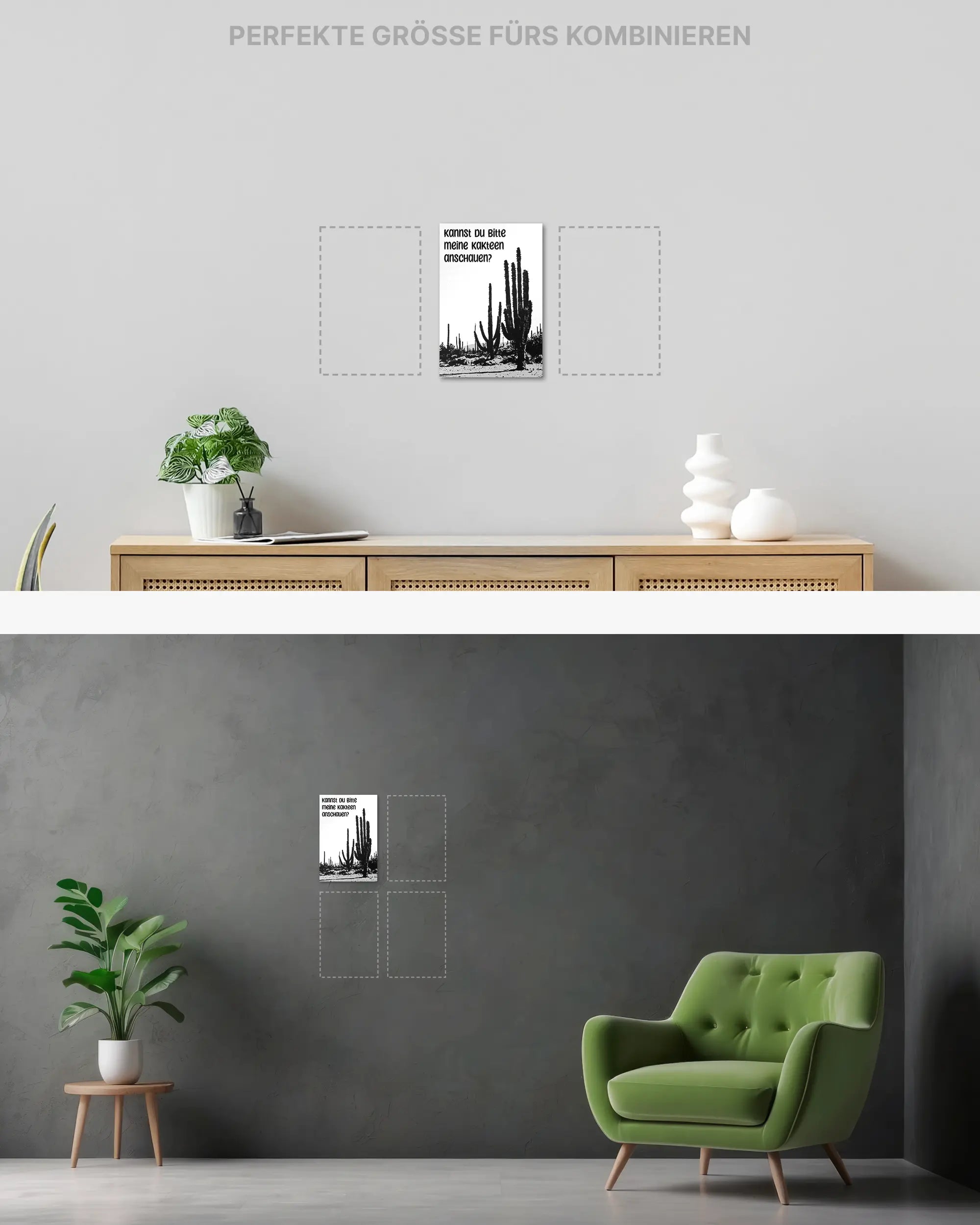 Wandansicht des Poster Plate Designs Kacktusse im Original Style in der Größe Mini (20 x 30 cm)